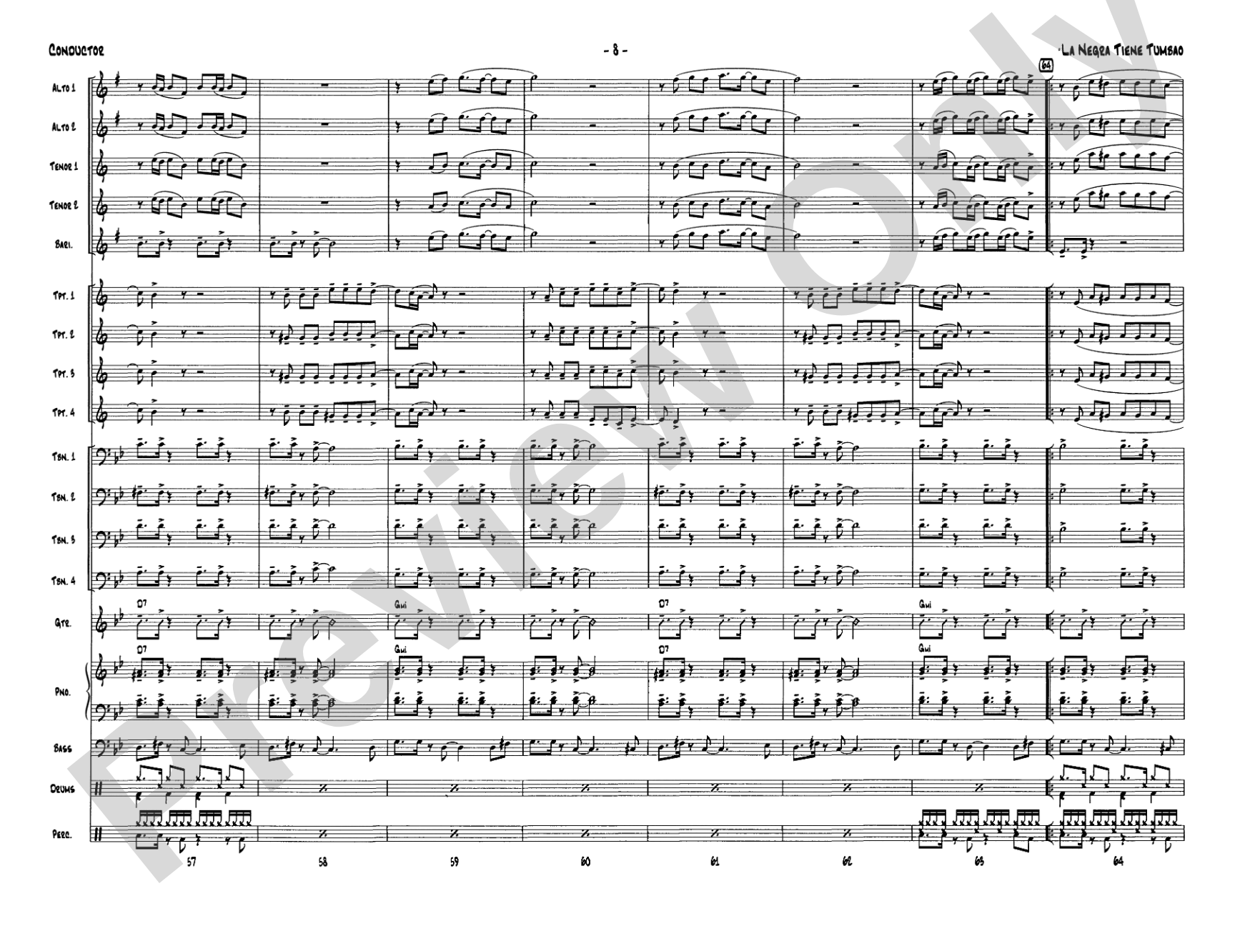 La Negra Tiene Tumbao: Jazz Ensemble Conductor Score & Parts