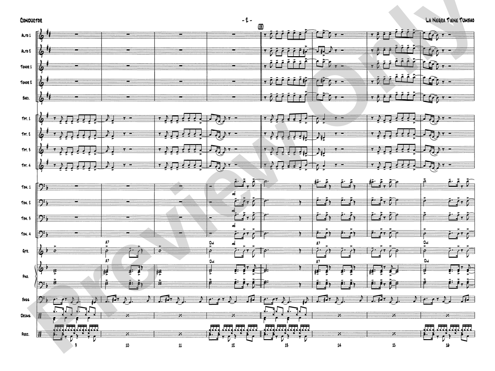 La Negra Tiene Tumbao: Jazz Ensemble Conductor Score & Parts