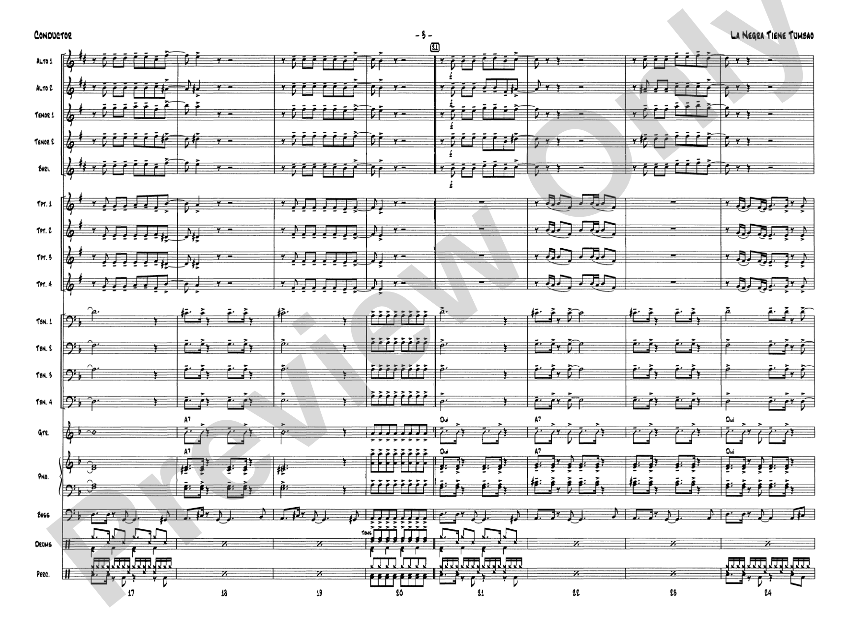La Negra Tiene Tumbao: Jazz Ensemble Conductor Score & Parts