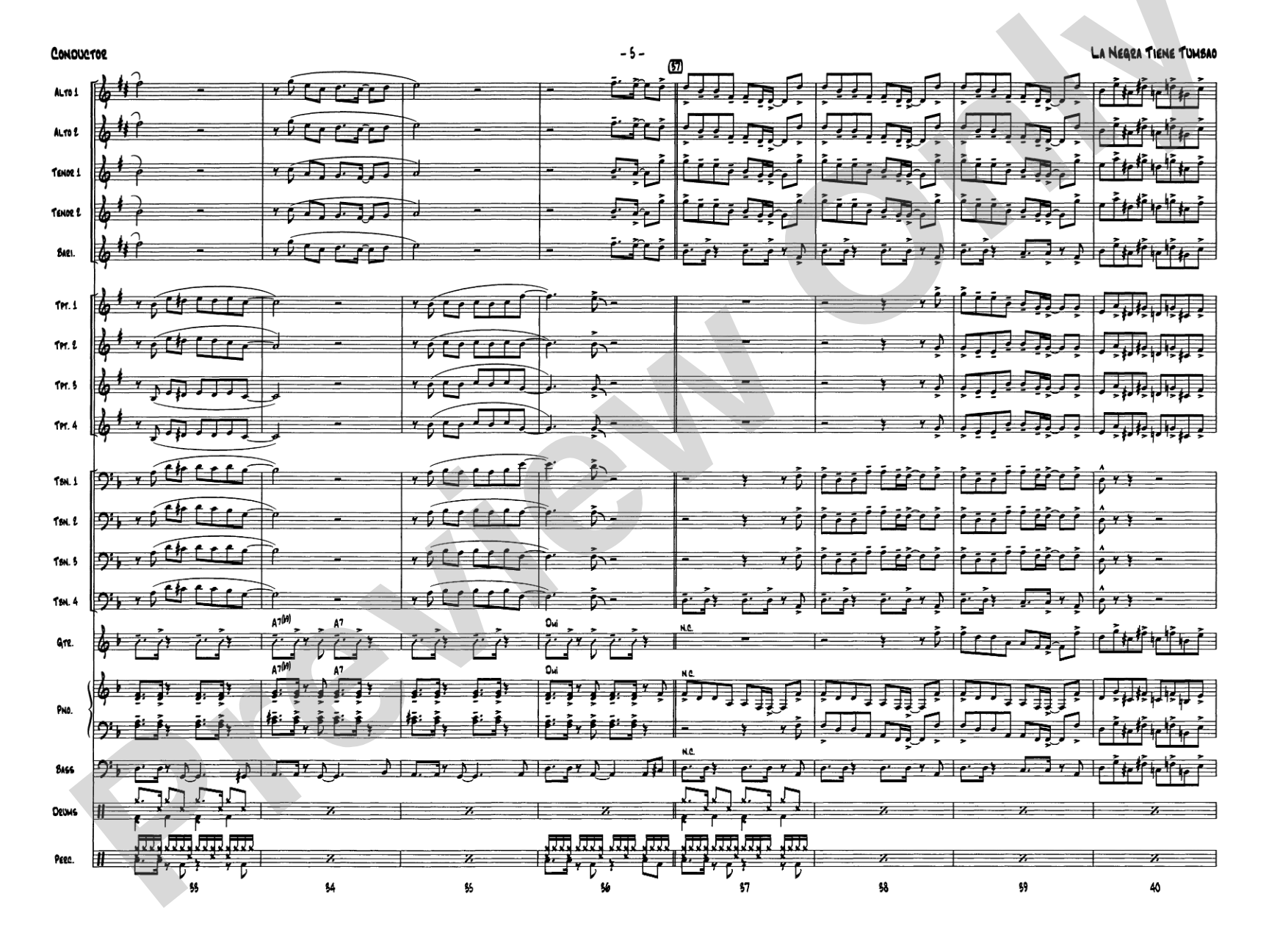 La Negra Tiene Tumbao: Jazz Ensemble Conductor Score & Parts