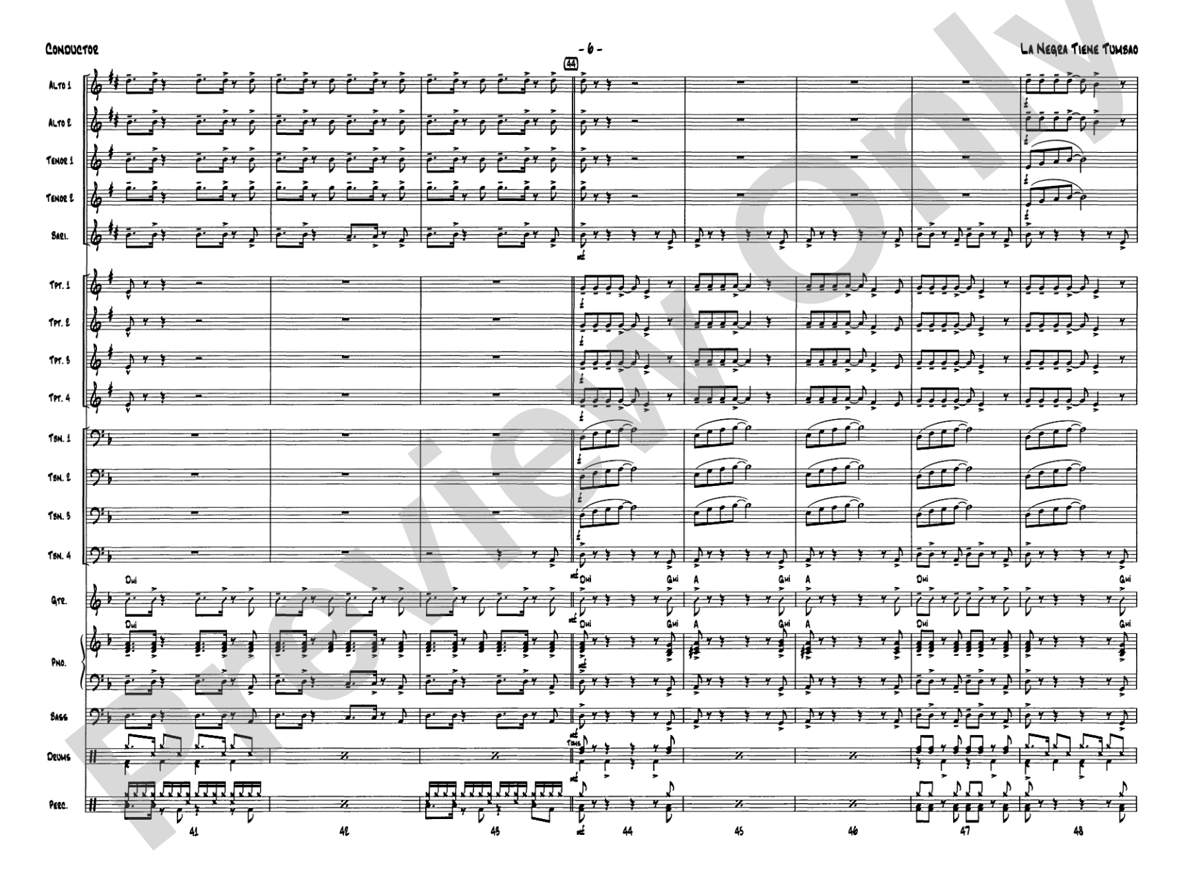 La Negra Tiene Tumbao: Jazz Ensemble Conductor Score & Parts