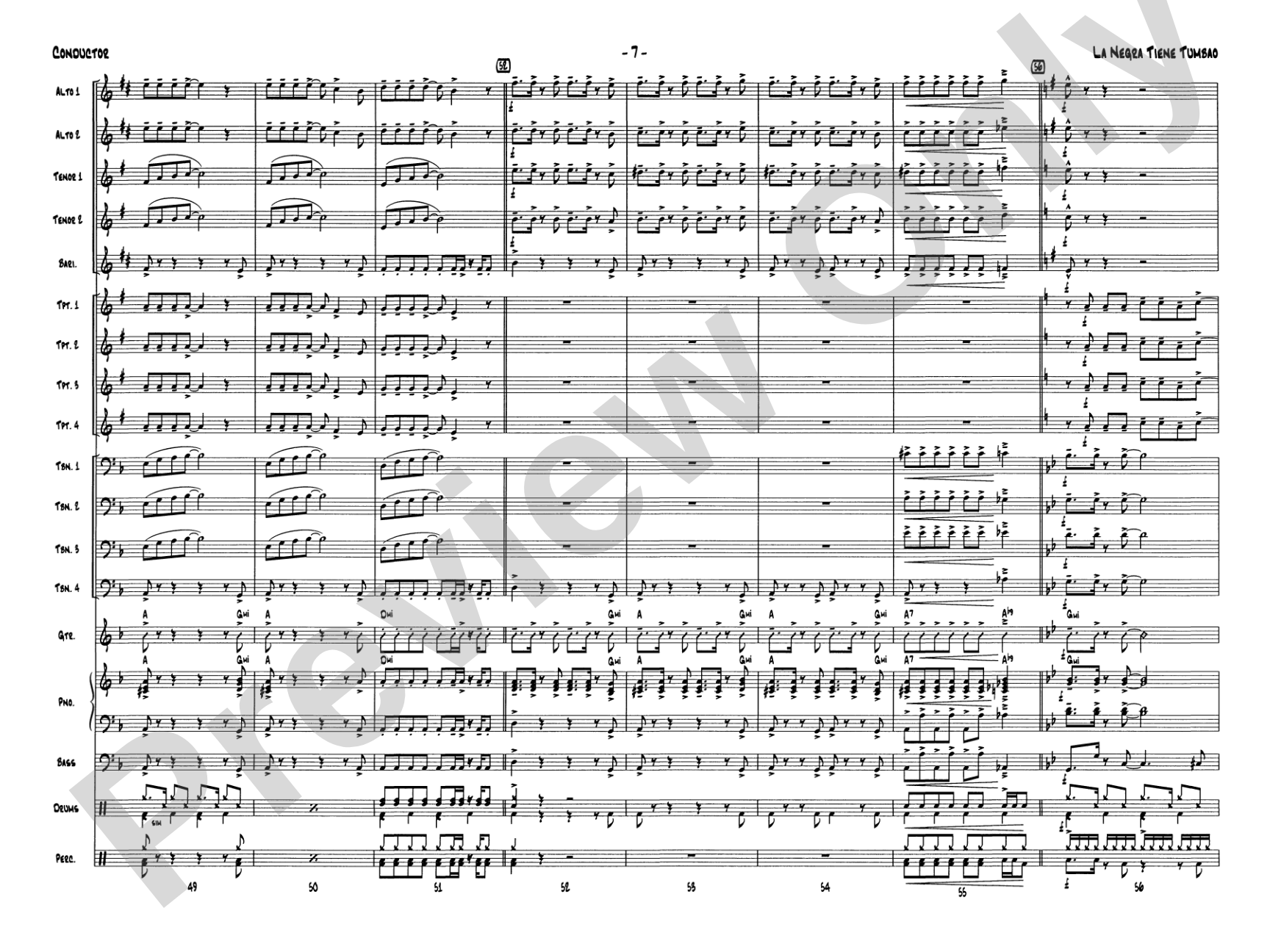 La Negra Tiene Tumbao: Jazz Ensemble Conductor Score & Parts