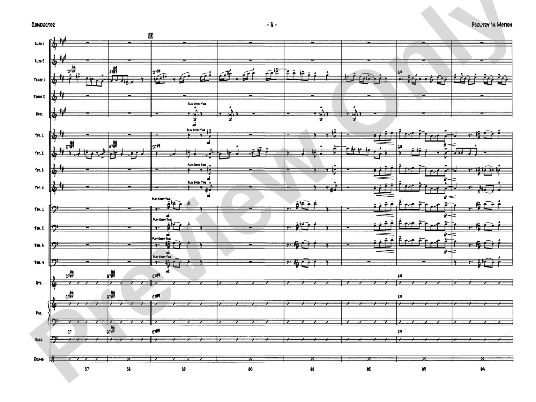 Poultry in Motion: Jazz Ensemble Conductor Score & Parts