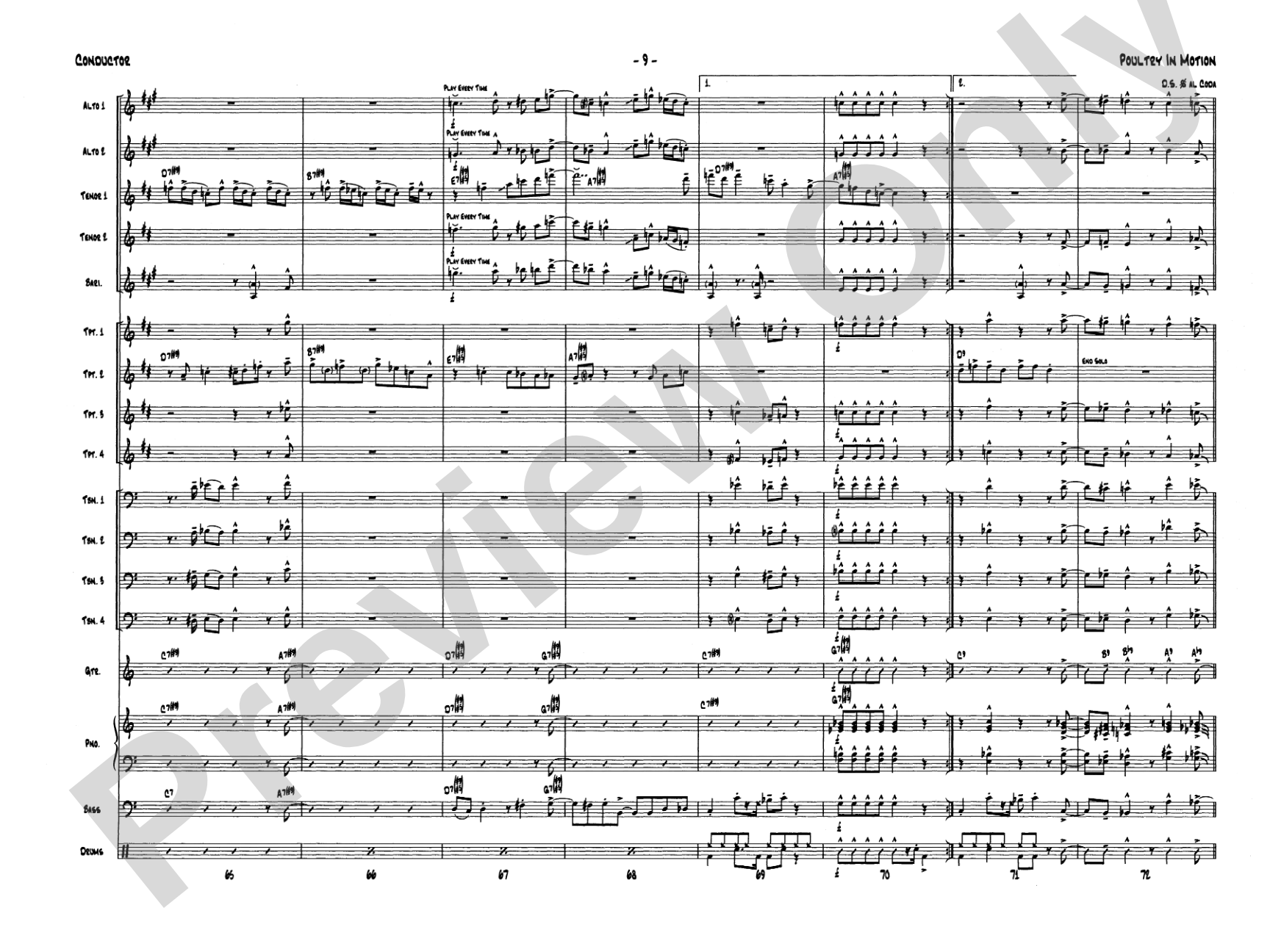 Poultry in Motion: Jazz Ensemble Conductor Score & Parts