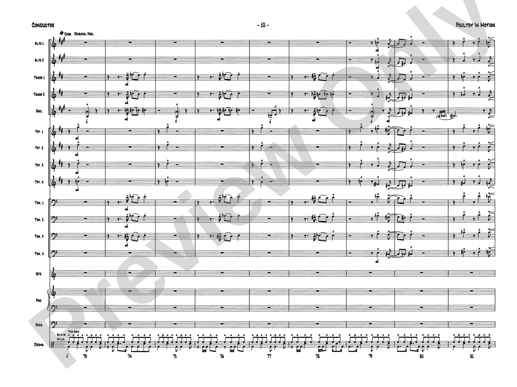 Poultry in Motion: Jazz Ensemble Conductor Score & Parts