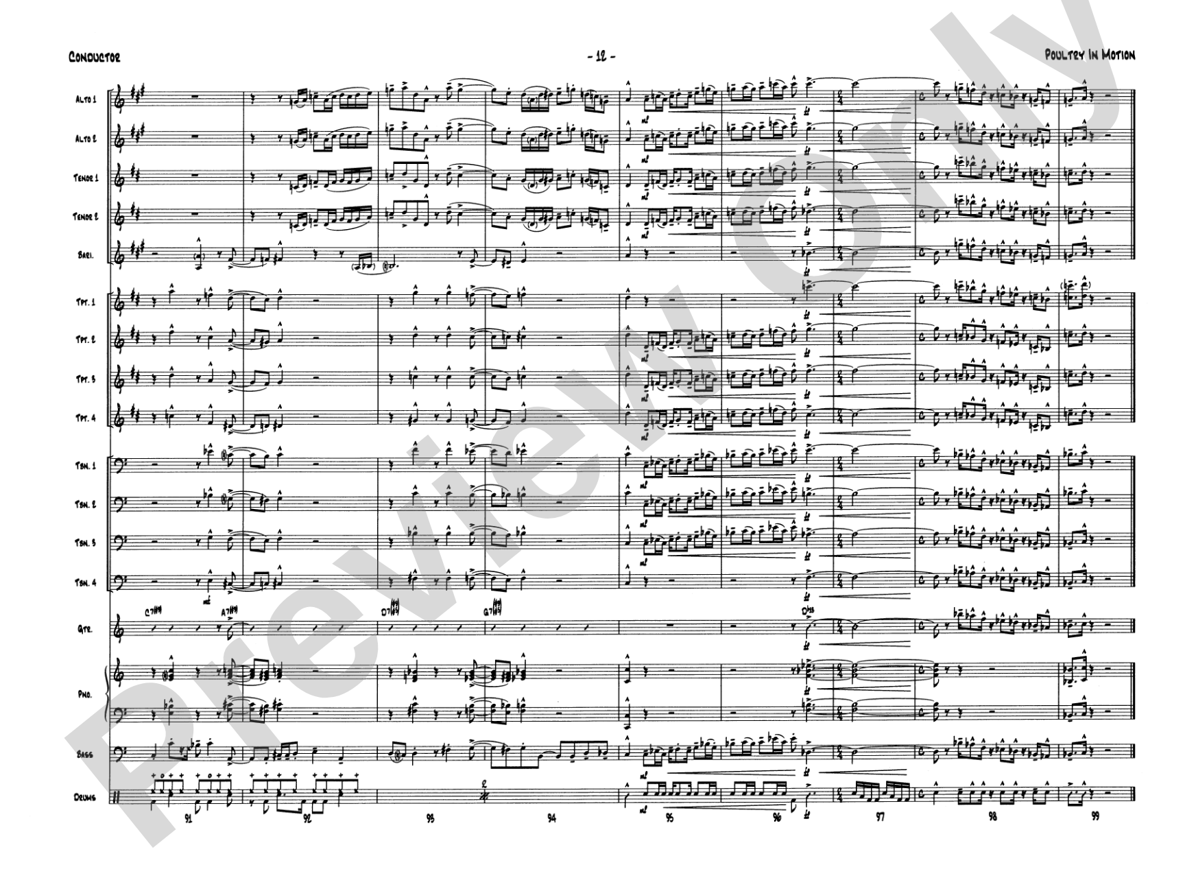 Poultry in Motion: Jazz Ensemble Conductor Score & Parts