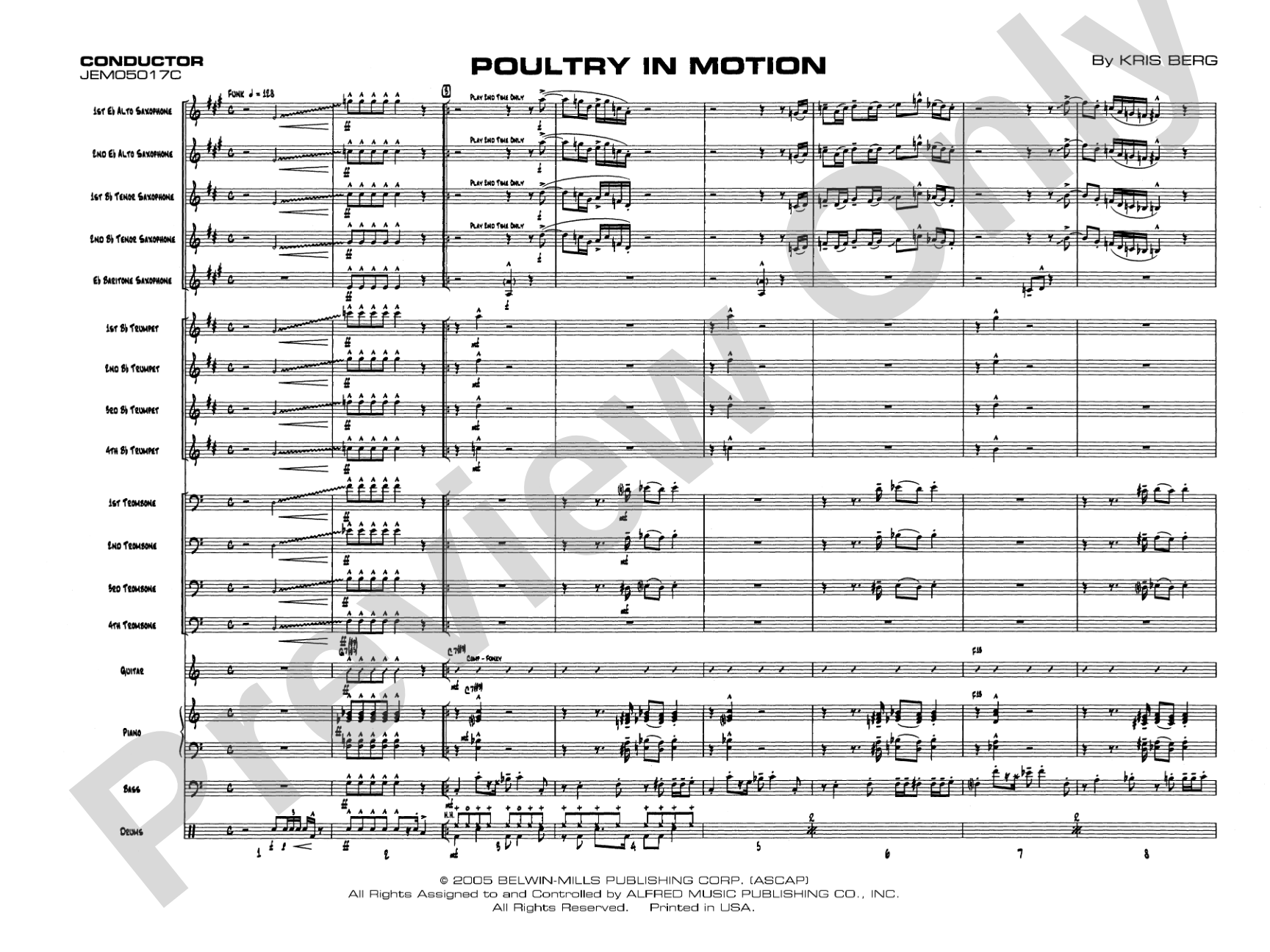 Poultry in Motion: Jazz Ensemble Conductor Score & Parts