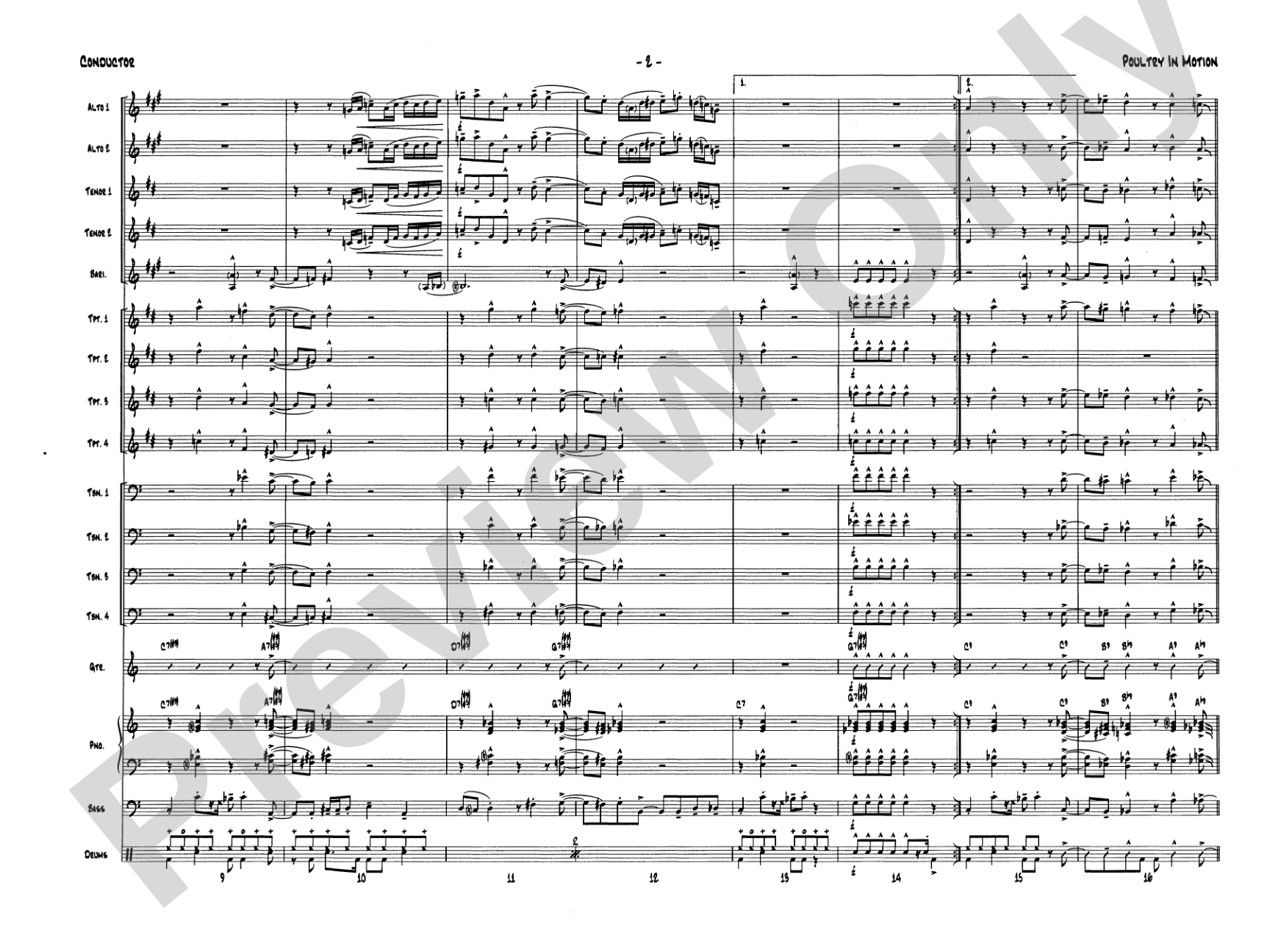 Poultry in Motion: Jazz Ensemble Conductor Score & Parts