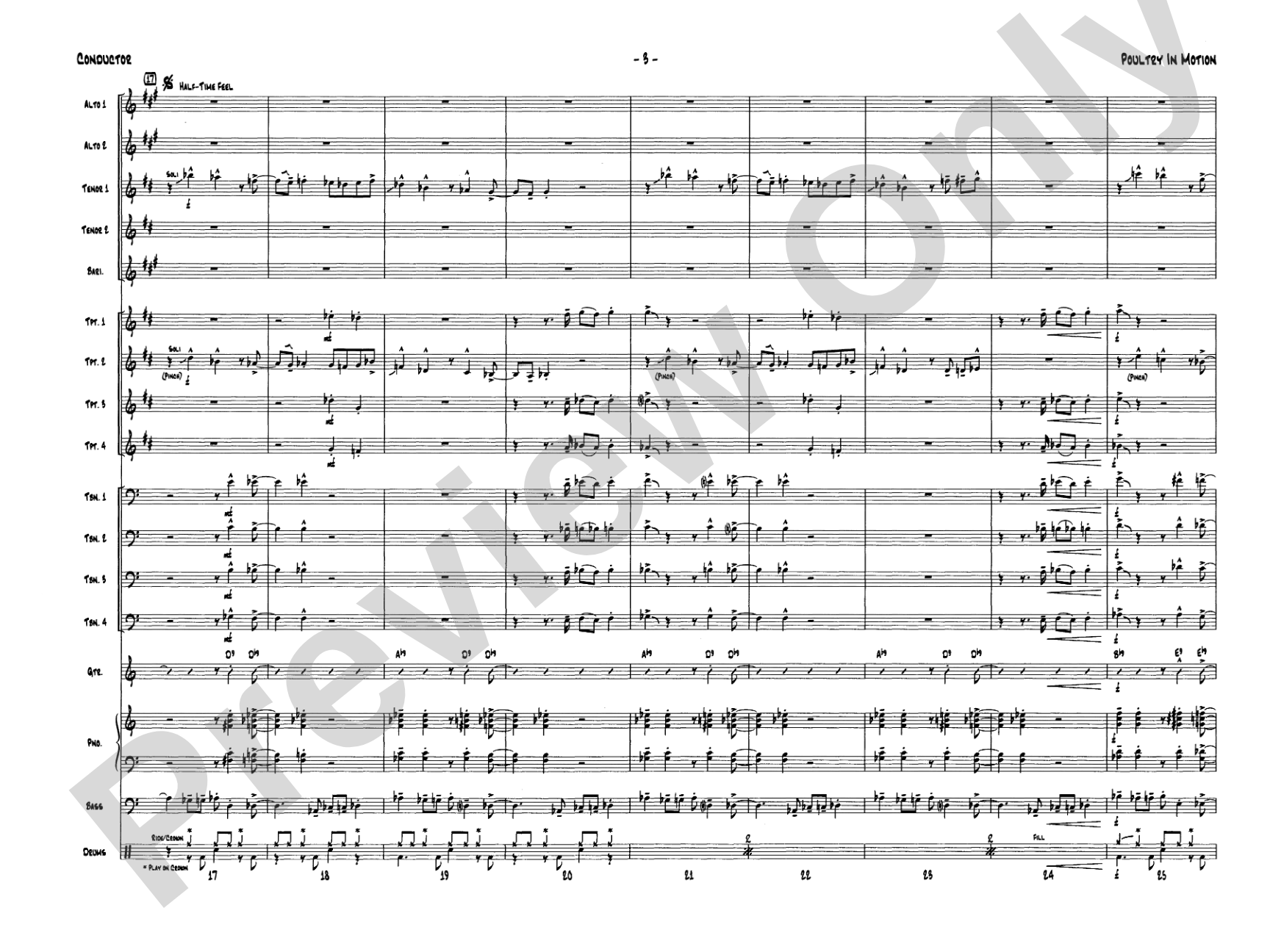 Poultry in Motion: Jazz Ensemble Conductor Score & Parts