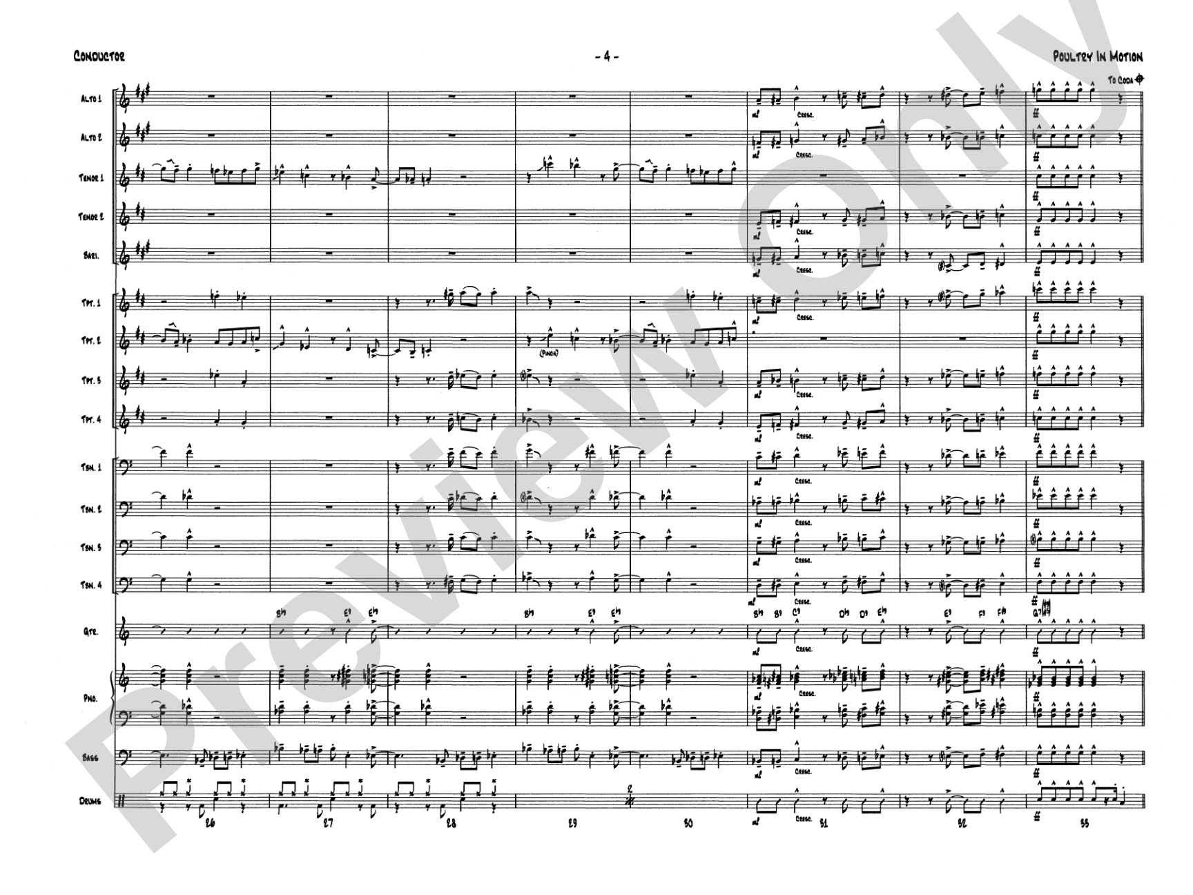 Poultry in Motion: Jazz Ensemble Conductor Score & Parts