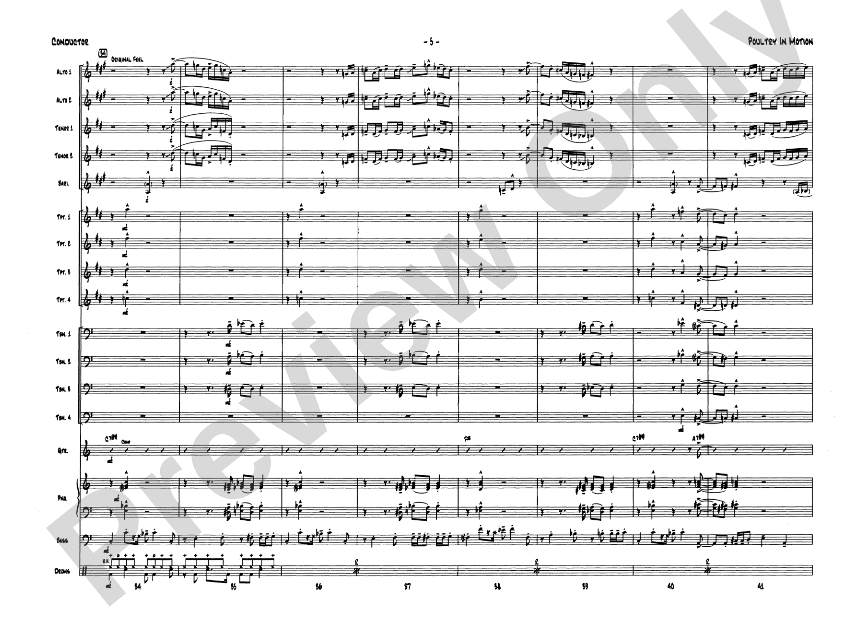 Poultry in Motion: Jazz Ensemble Conductor Score & Parts