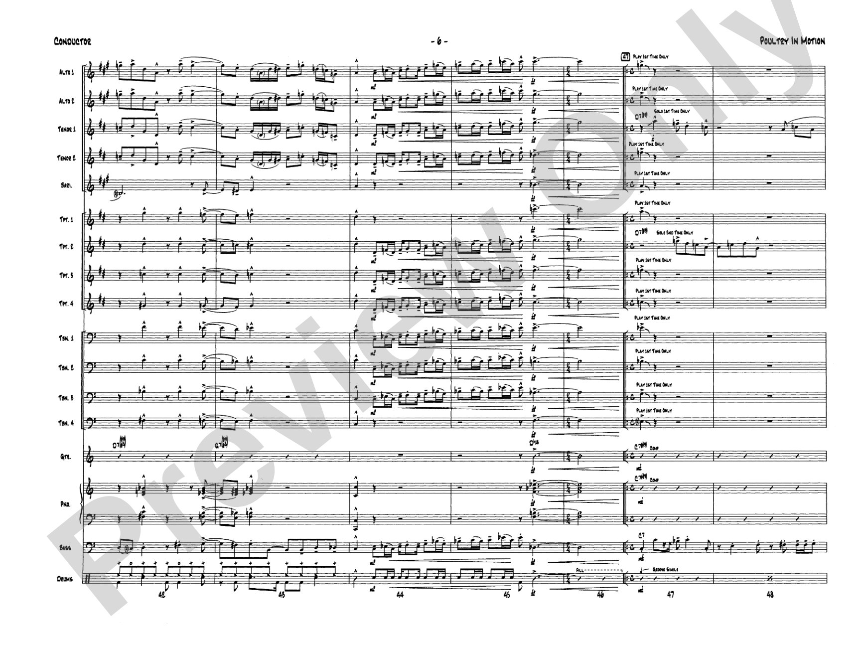 Poultry in Motion: Jazz Ensemble Conductor Score & Parts