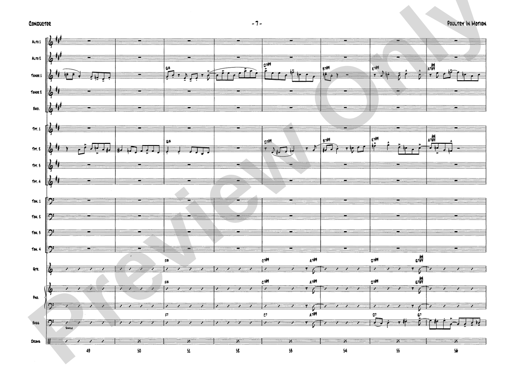 Poultry in Motion: Jazz Ensemble Conductor Score & Parts