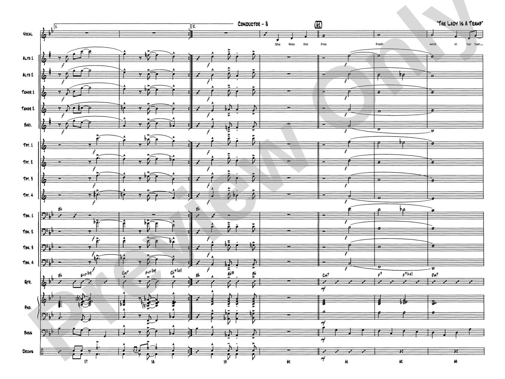 The Lady Is a Tramp: Vocal Solo with Jazz Ensemble Conductor Score & Parts