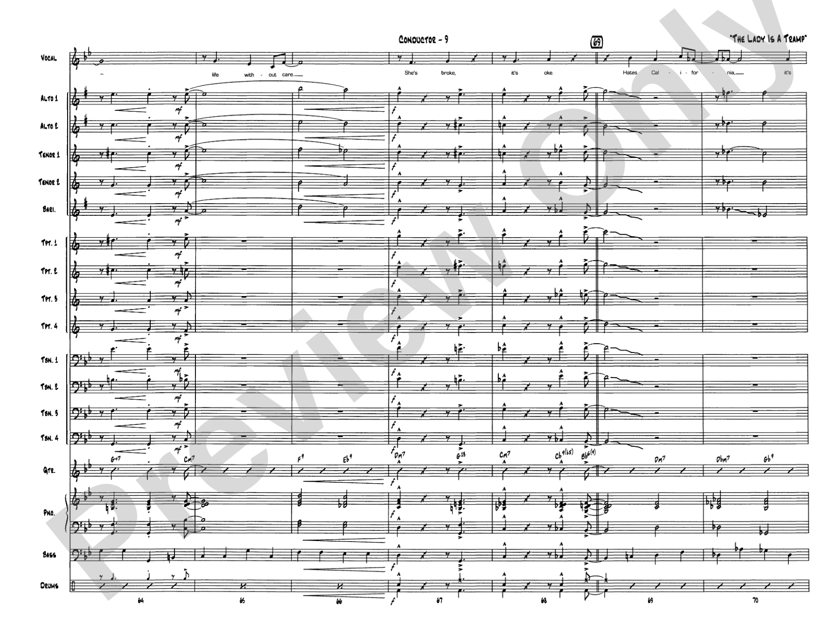 The Lady Is a Tramp: Vocal Solo with Jazz Ensemble Conductor Score & Parts