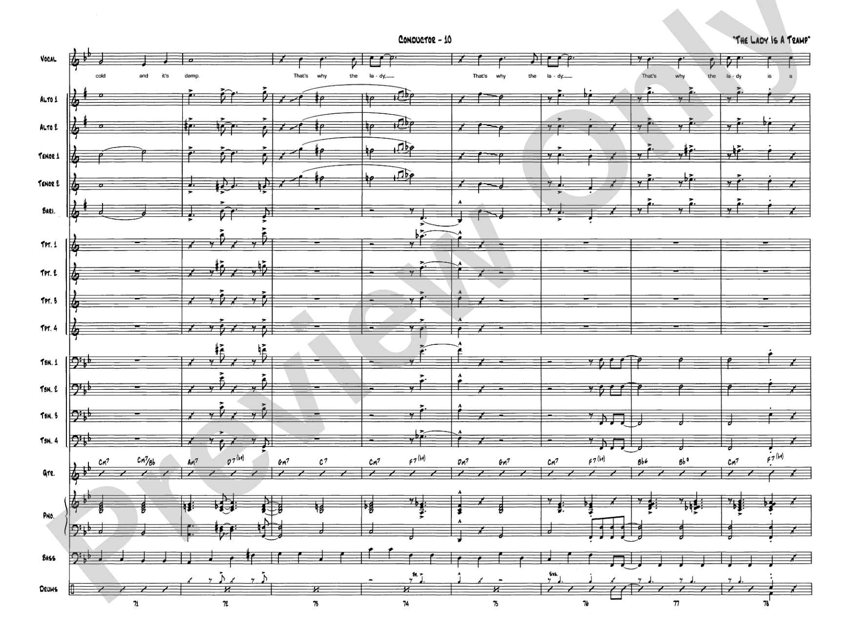 The Lady Is a Tramp: Vocal Solo with Jazz Ensemble Conductor Score & Parts