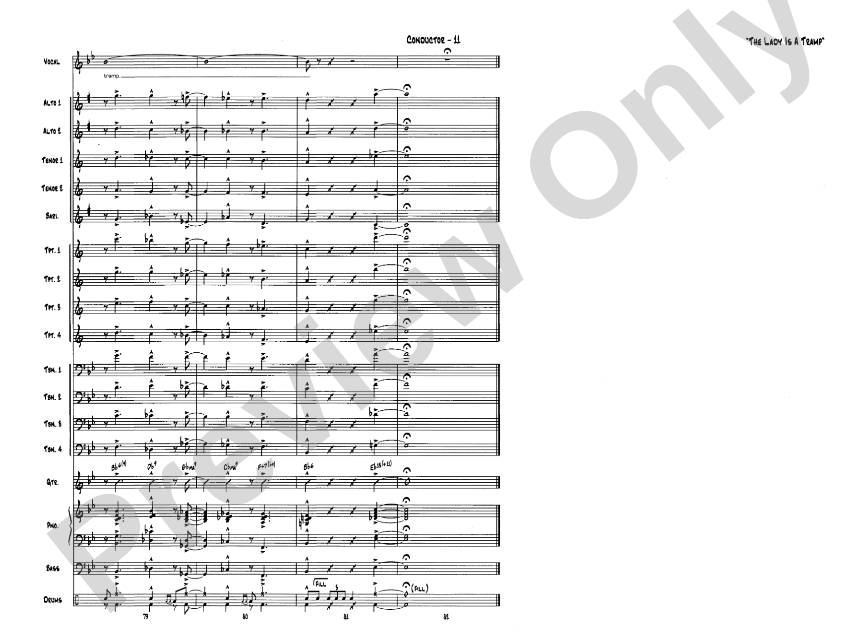 The Lady Is a Tramp: Vocal Solo with Jazz Ensemble Conductor Score & Parts