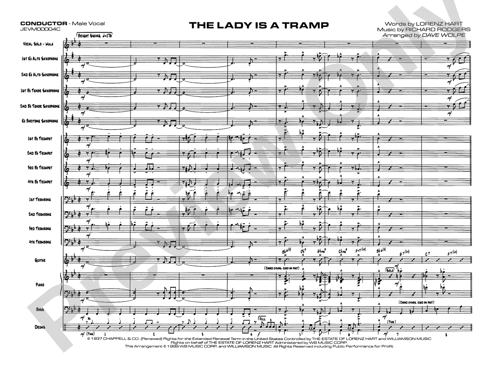 The Lady Is a Tramp: Vocal Solo with Jazz Ensemble Conductor Score & Parts