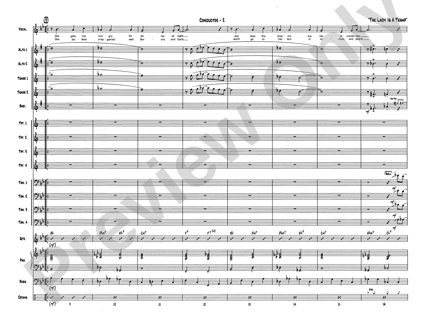 The Lady Is a Tramp: Vocal Solo with Jazz Ensemble Conductor Score & Parts