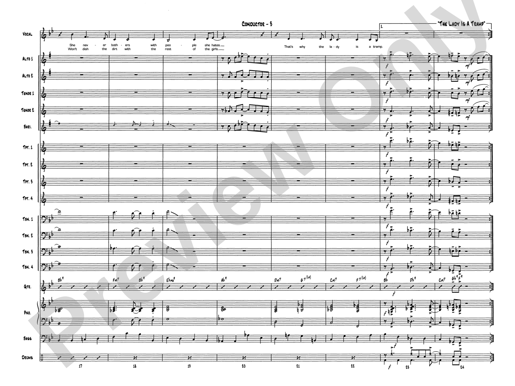 The Lady Is a Tramp: Vocal Solo with Jazz Ensemble Conductor Score & Parts
