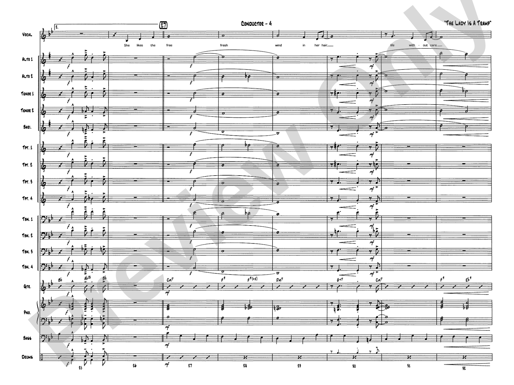 The Lady Is a Tramp: Vocal Solo with Jazz Ensemble Conductor Score & Parts