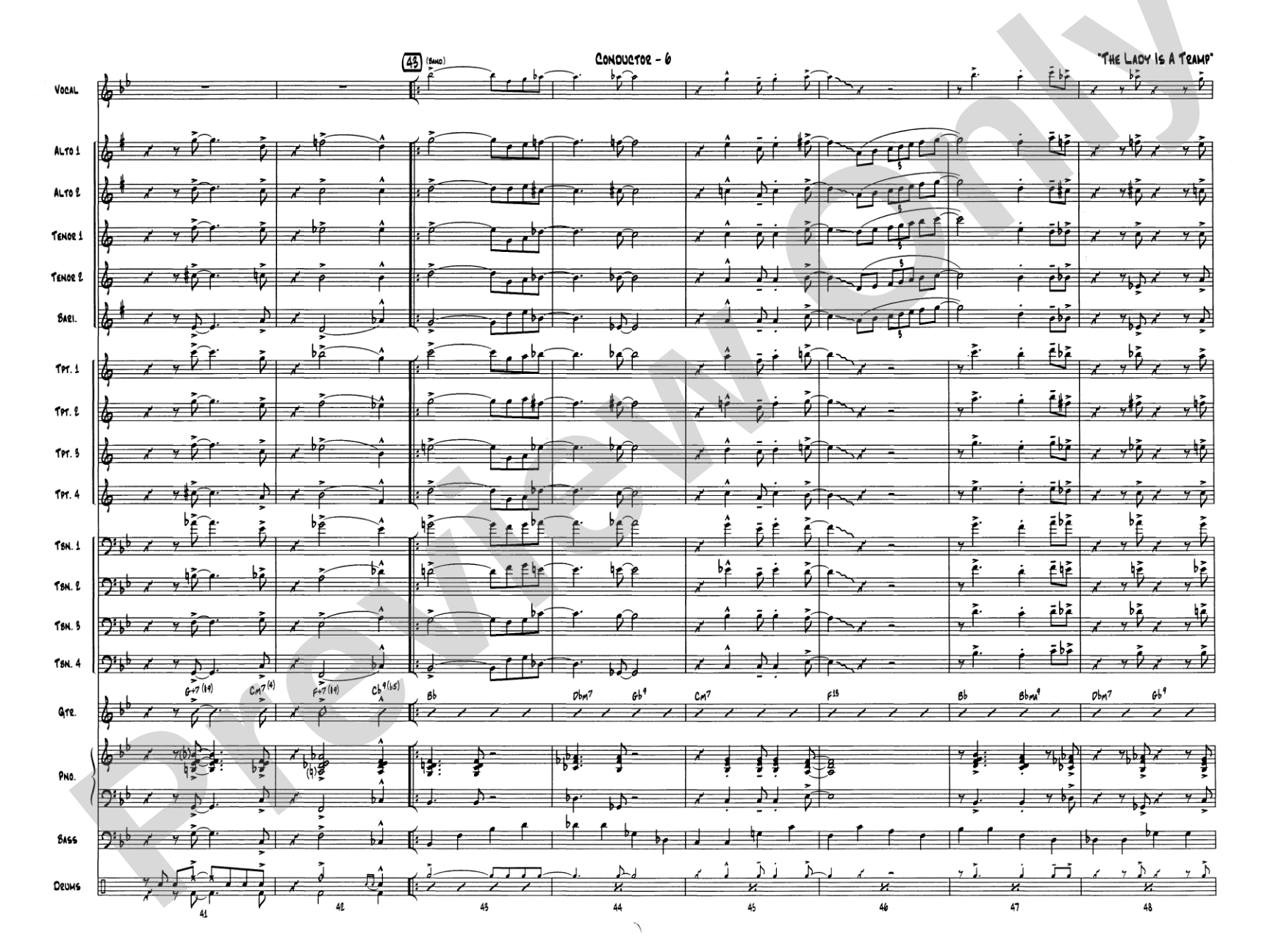 The Lady Is a Tramp: Vocal Solo with Jazz Ensemble Conductor Score & Parts