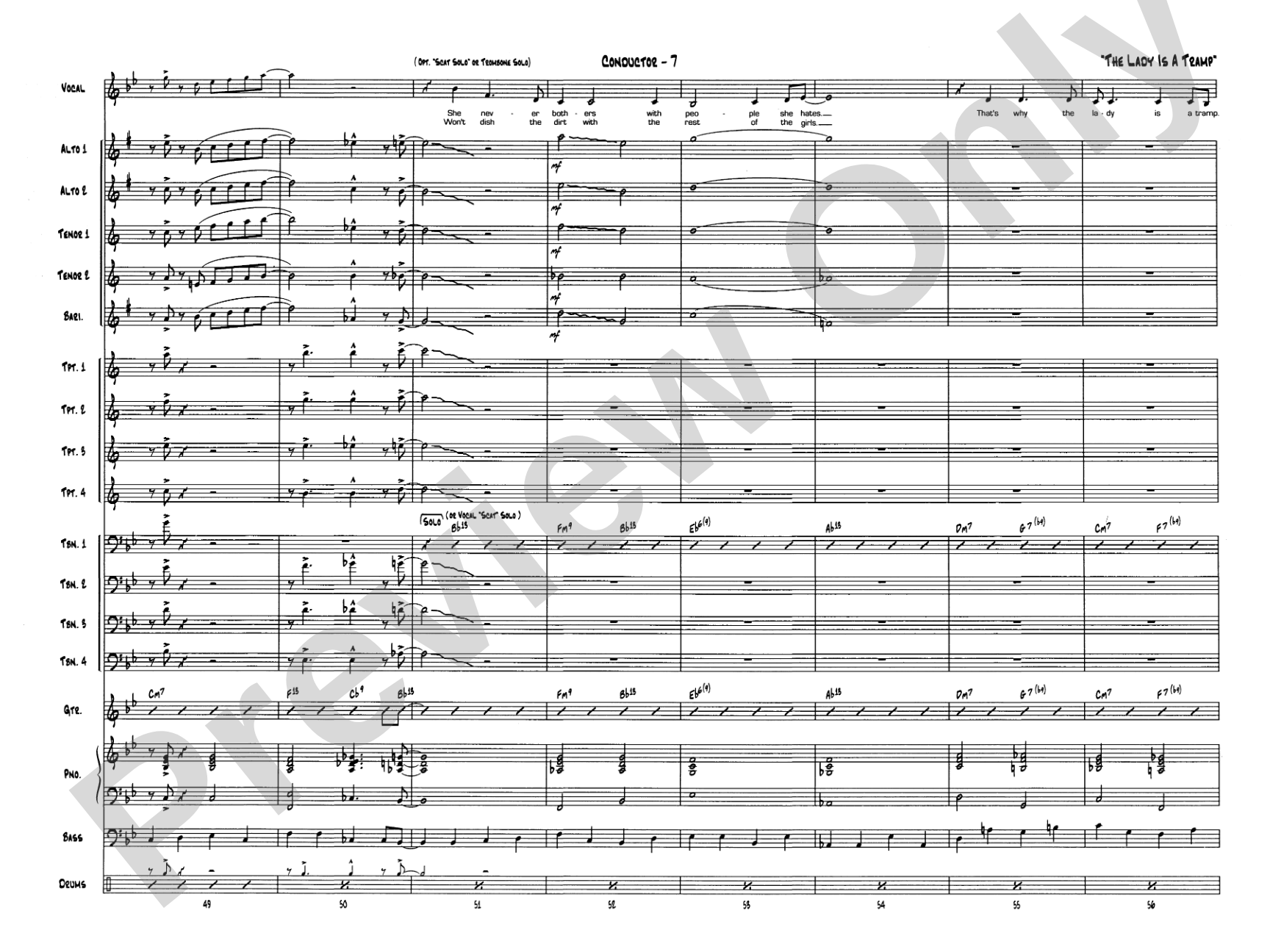 The Lady Is a Tramp: Vocal Solo with Jazz Ensemble Conductor Score & Parts