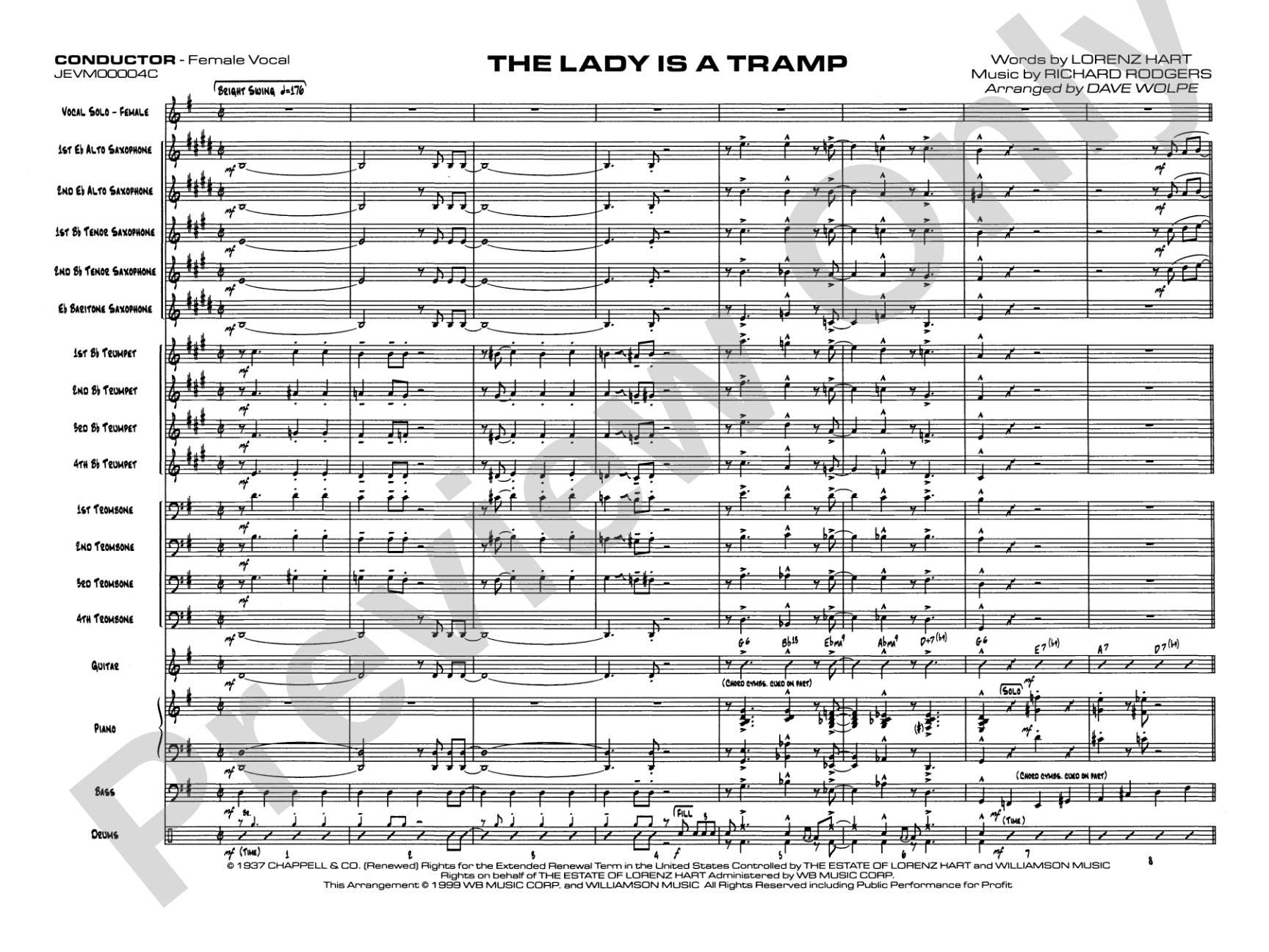 The Lady Is a Tramp: Score - Low Key (Female)