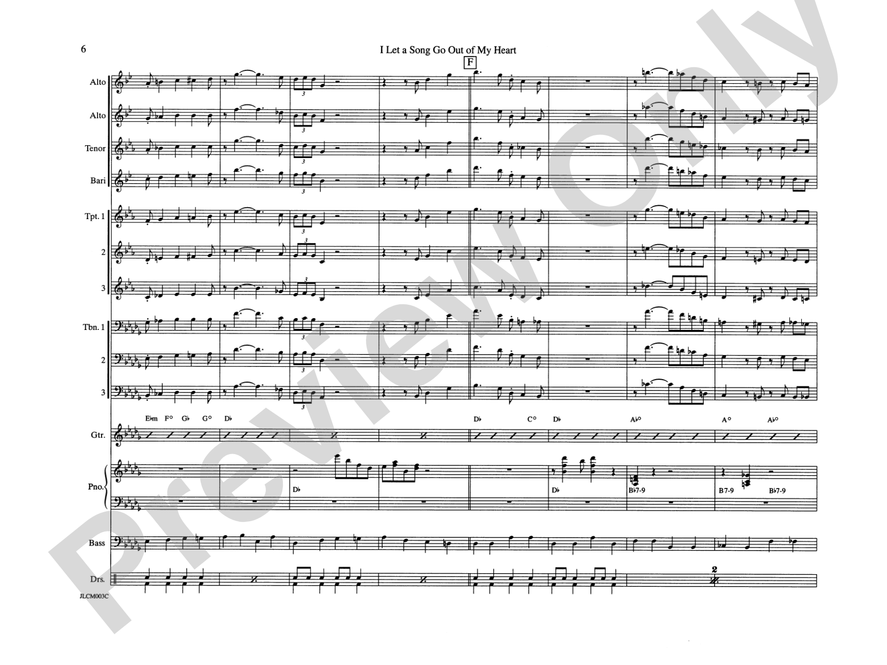 I Let a Song Go Out of My Heart: Jazz Ensemble Conductor Score & Parts