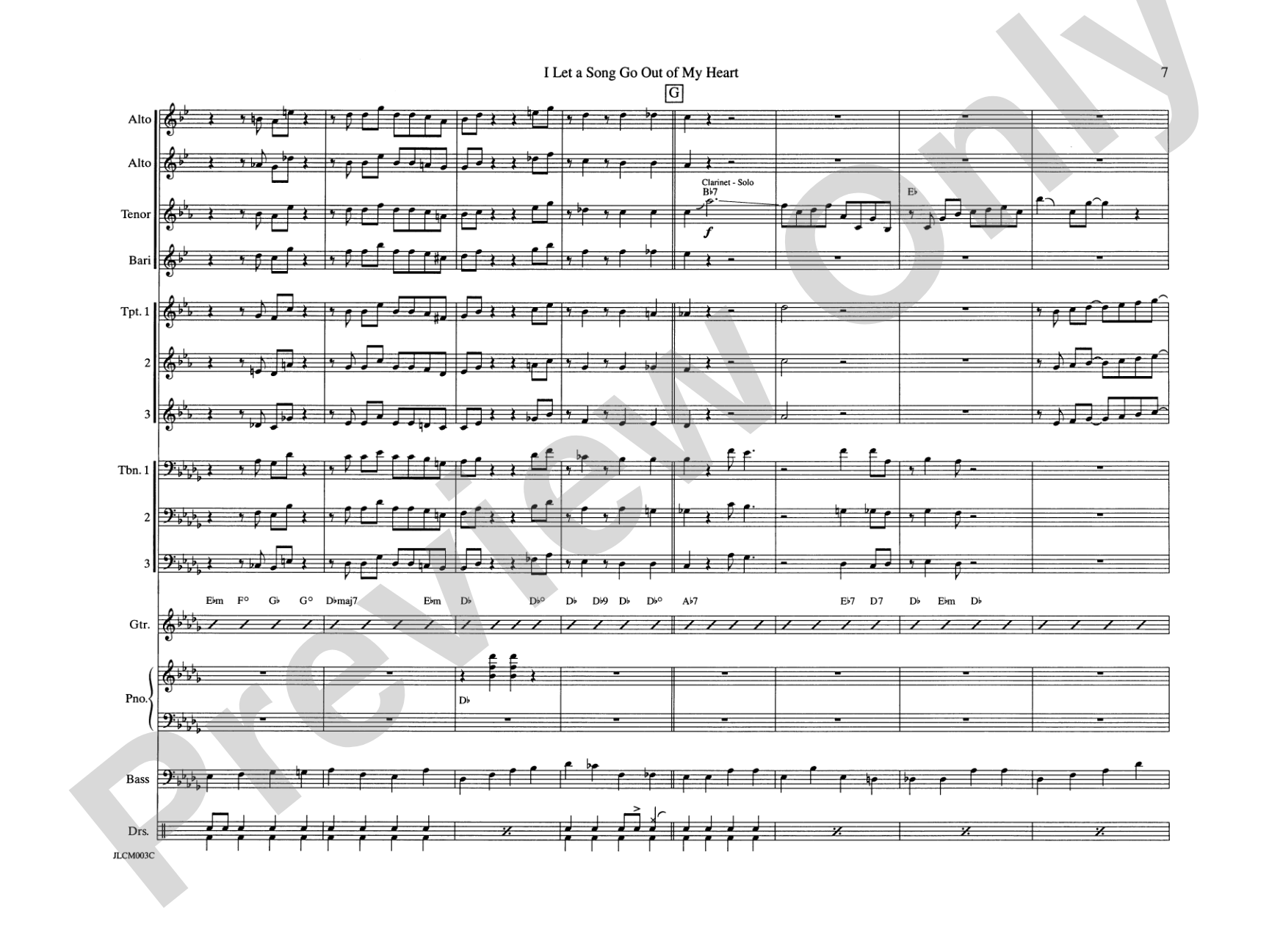 I Let a Song Go Out of My Heart: Jazz Ensemble Conductor Score & Parts