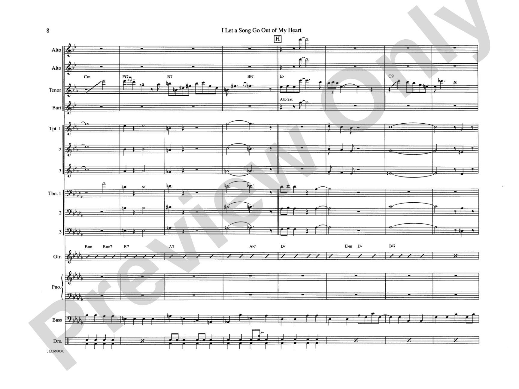I Let a Song Go Out of My Heart: Jazz Ensemble Conductor Score & Parts