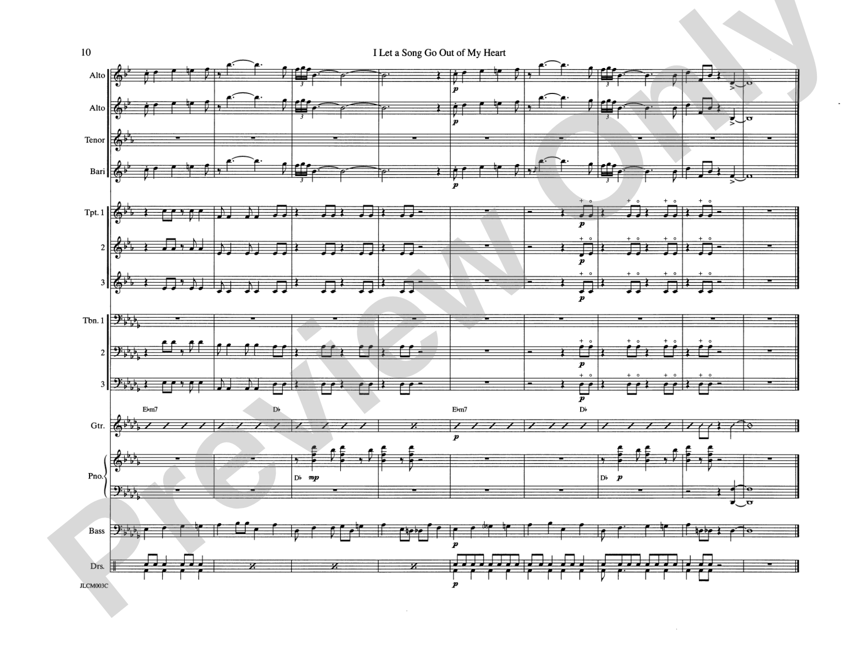 I Let a Song Go Out of My Heart: Jazz Ensemble Conductor Score & Parts