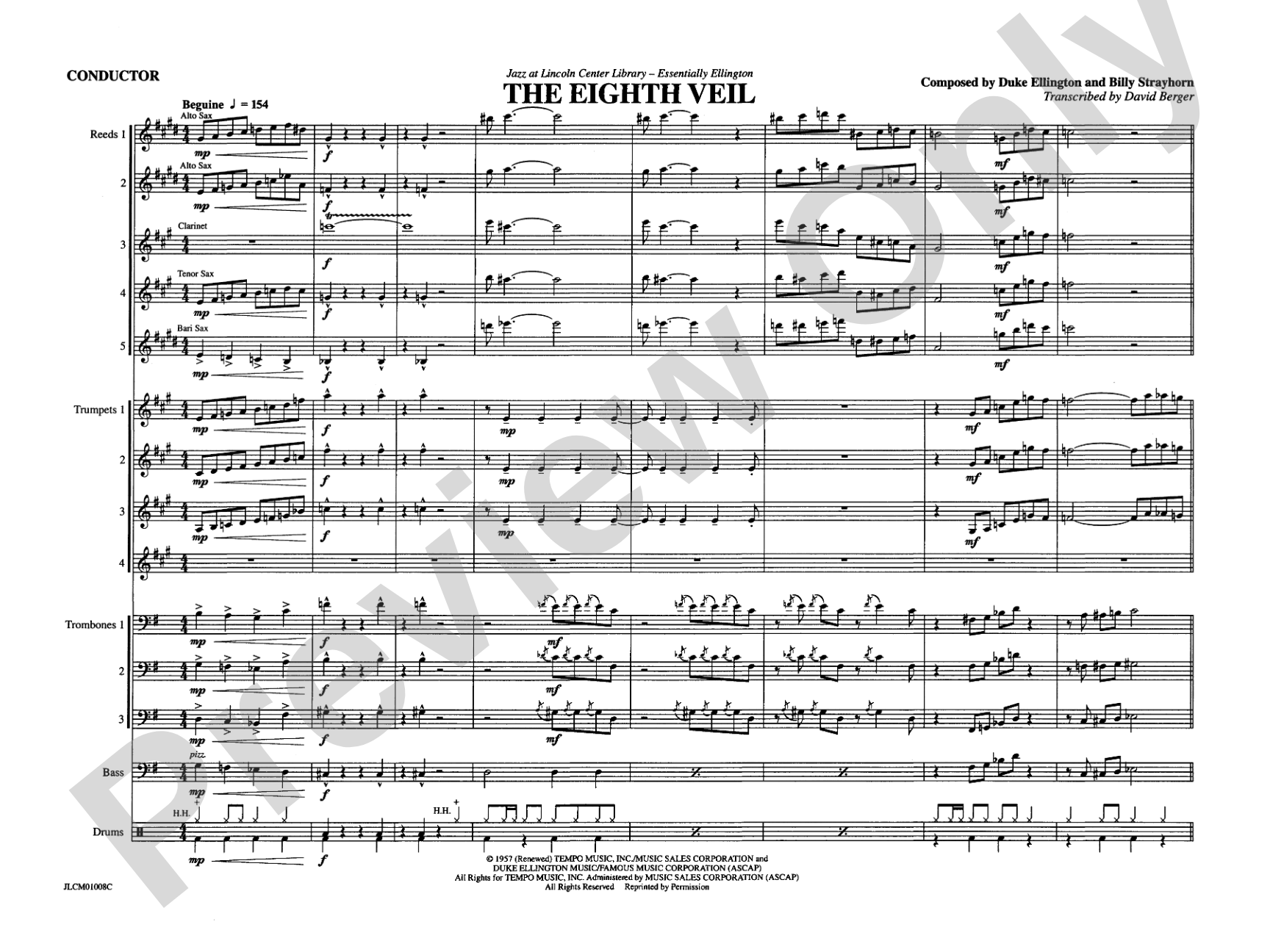 The Eighth Veil: Jazz Ensemble Conductor Score & Parts