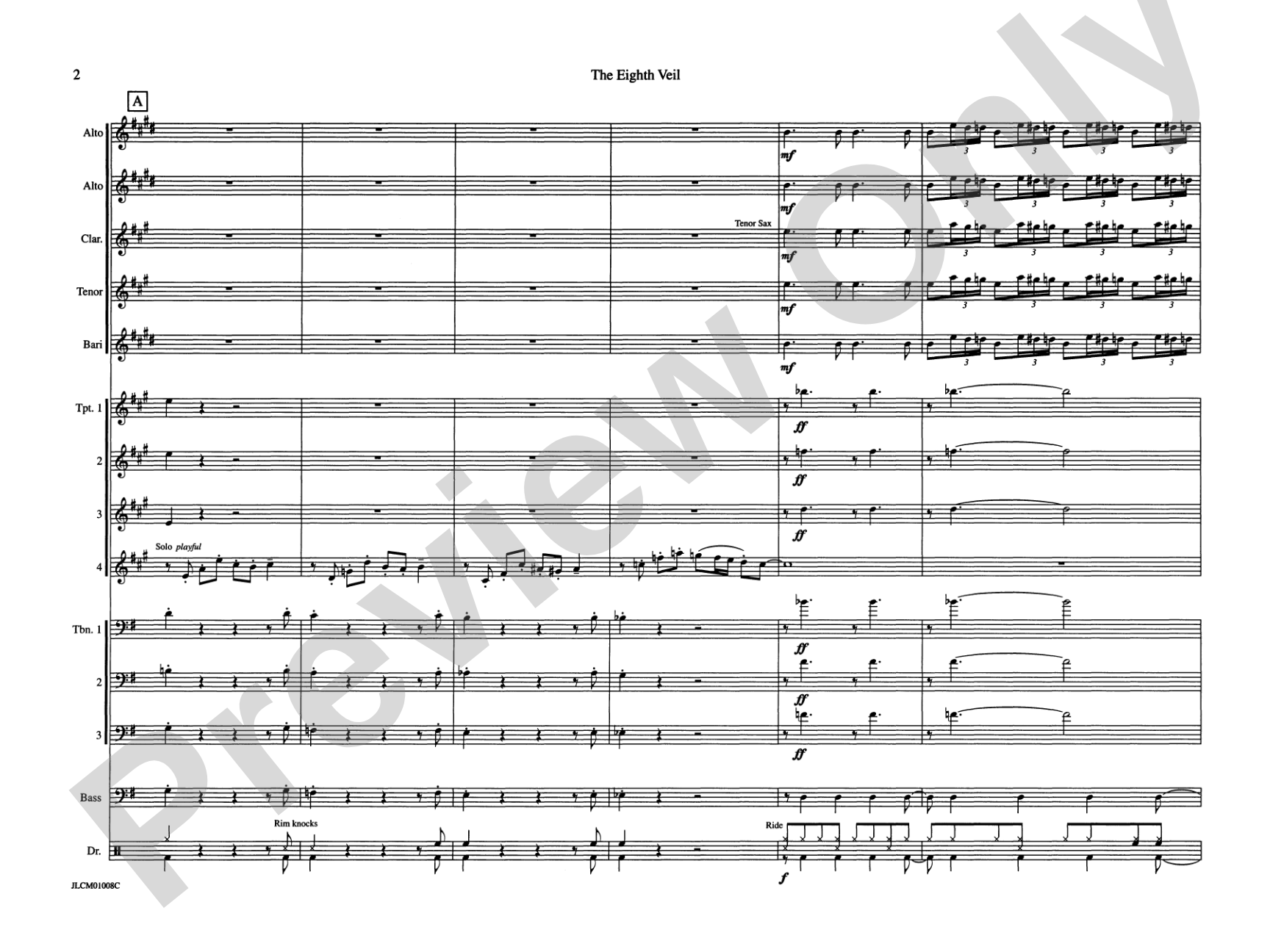 The Eighth Veil: Jazz Ensemble Conductor Score & Parts