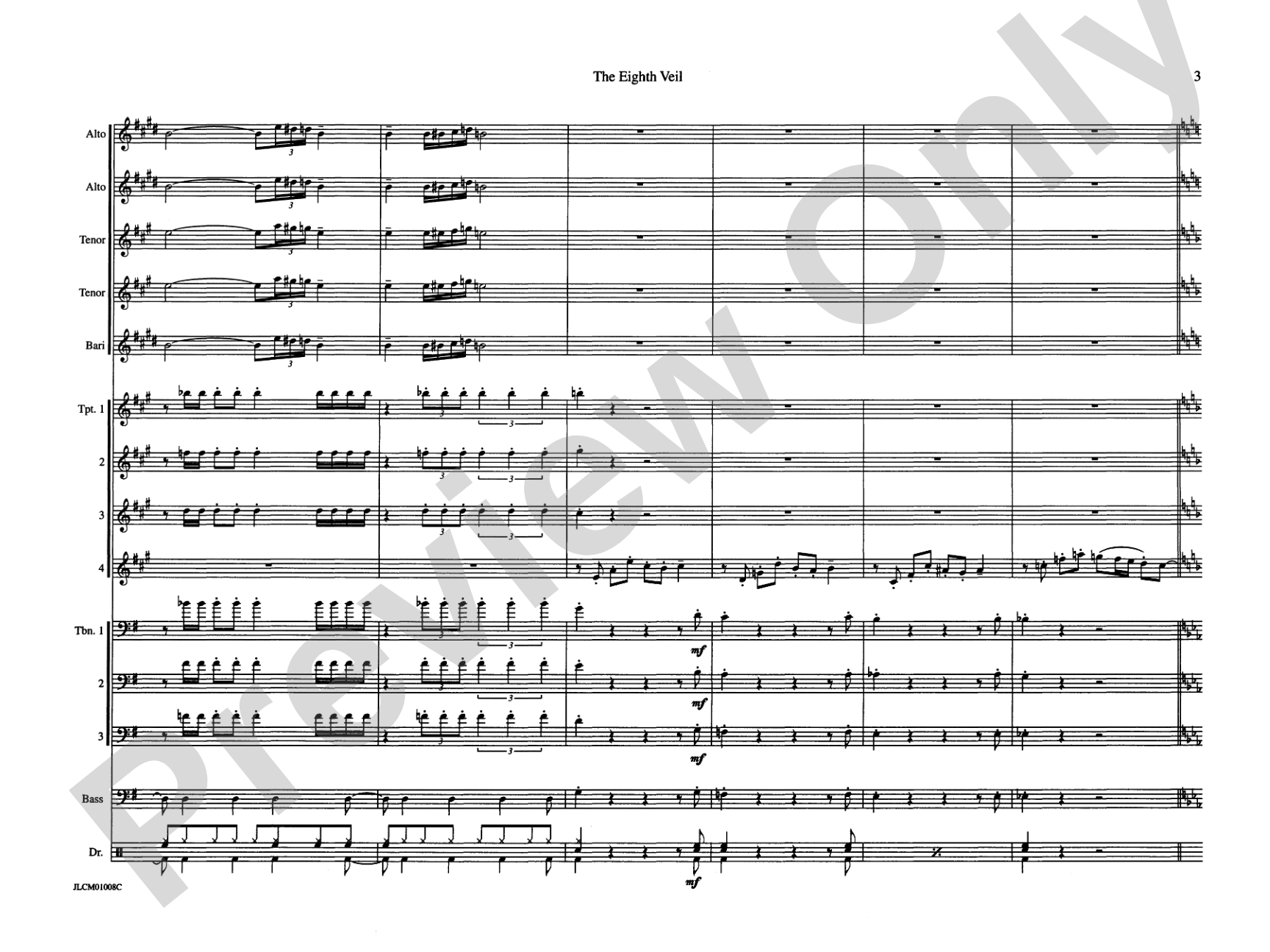The Eighth Veil: Jazz Ensemble Conductor Score & Parts