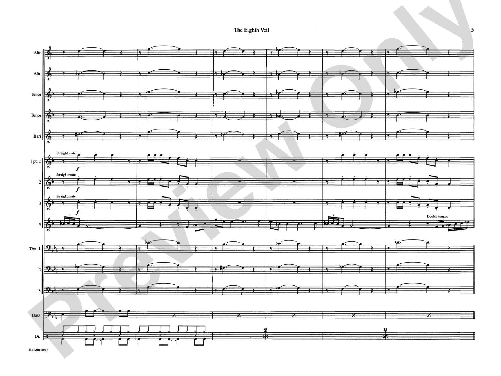 The Eighth Veil: Jazz Ensemble Conductor Score & Parts