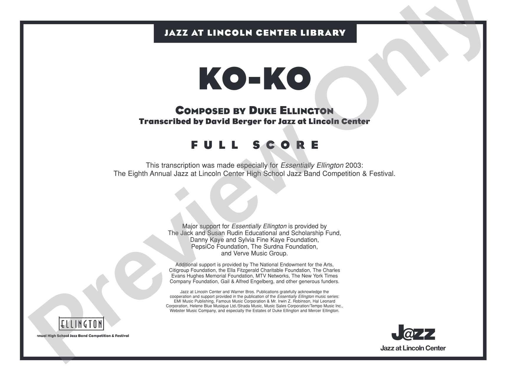 Ko-Ko: Jazz Ensemble Conductor Score & Parts