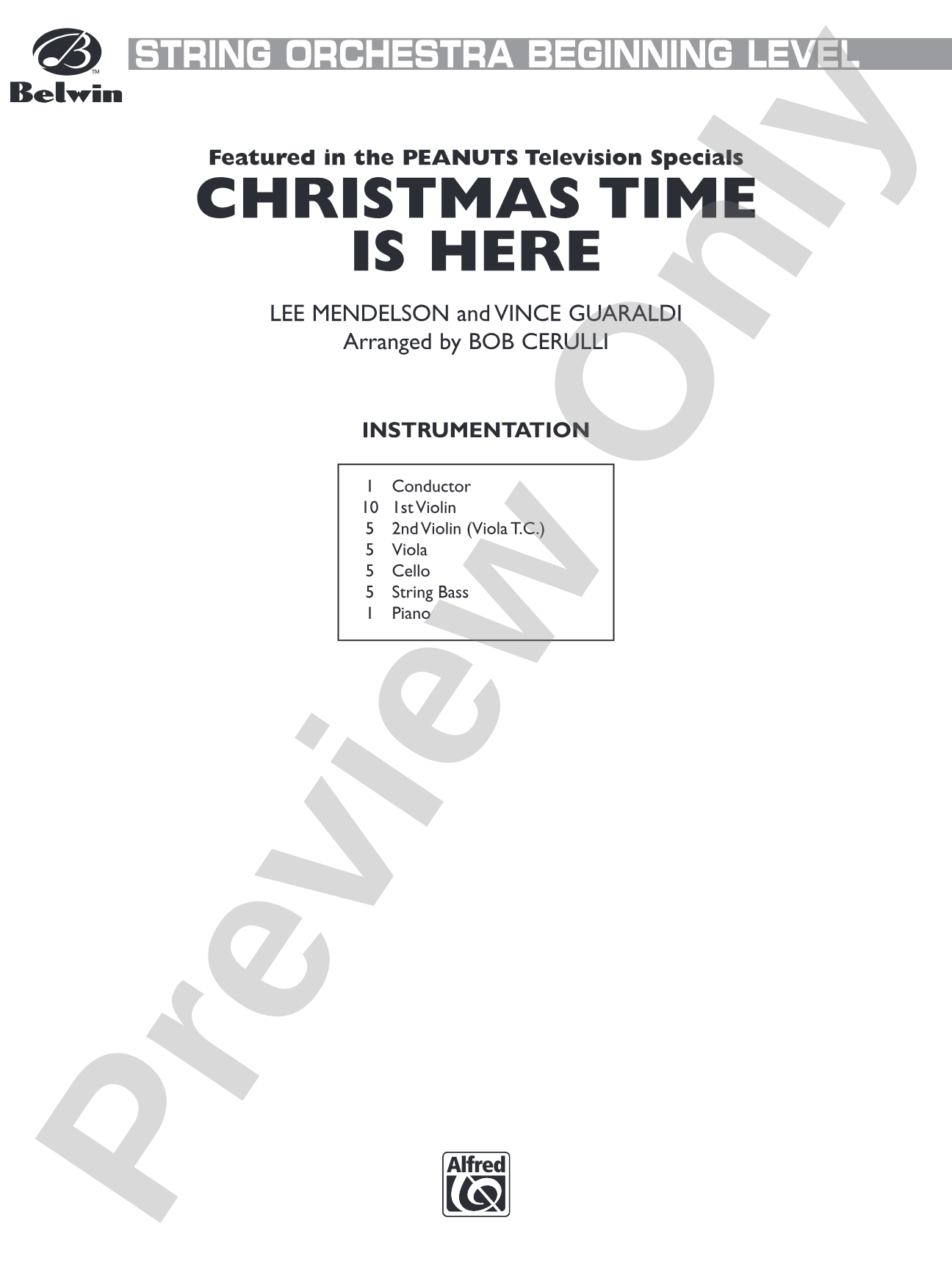Christmas Time Is Here: String Orchestra Conductor Score & Parts