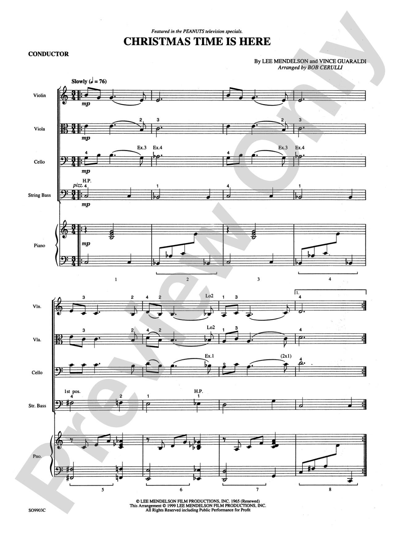 Christmas Time Is Here: String Orchestra Conductor Score & Parts