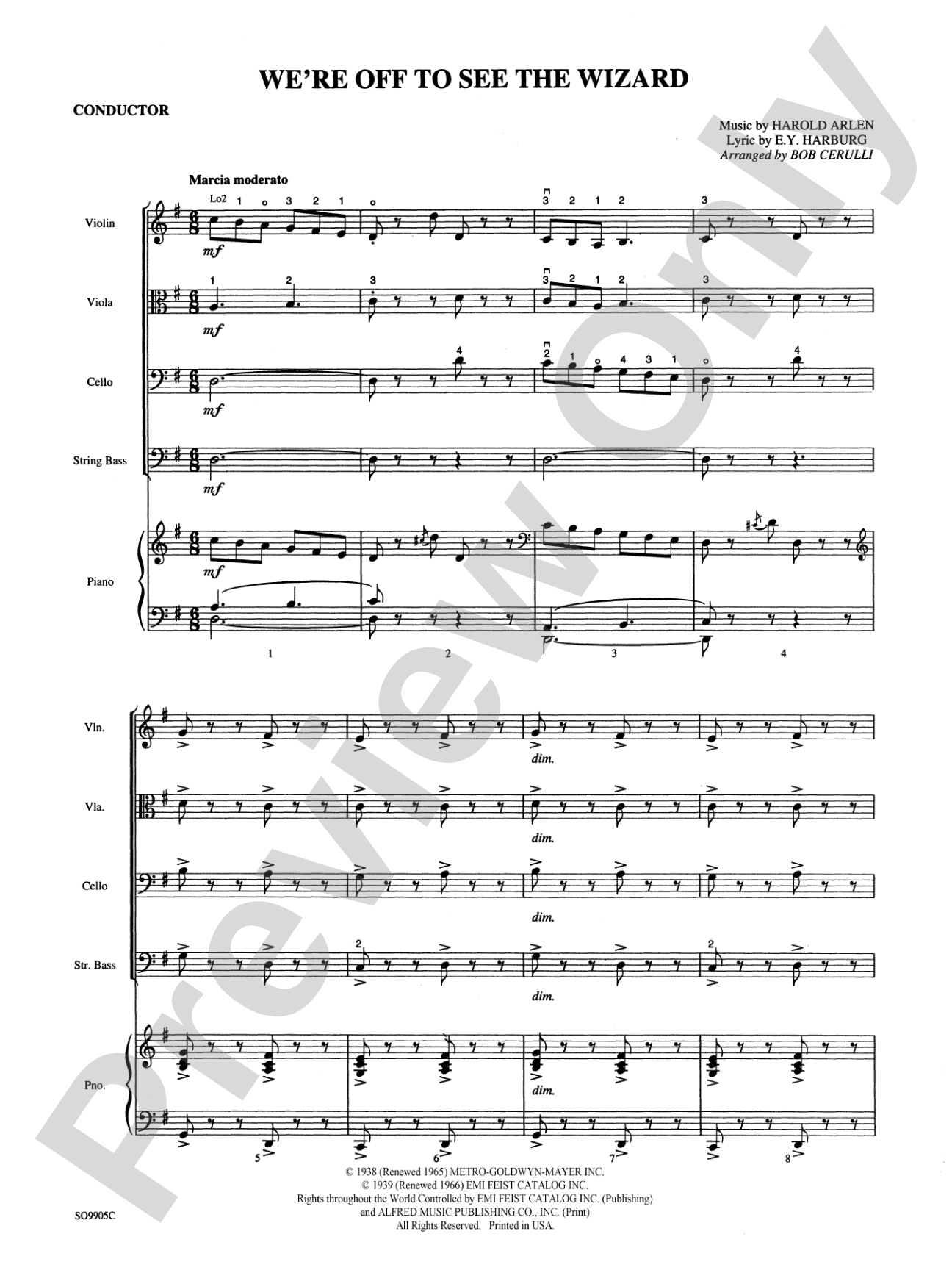 We're Off to See the Wizard: String Orchestra Conductor Score & Parts
