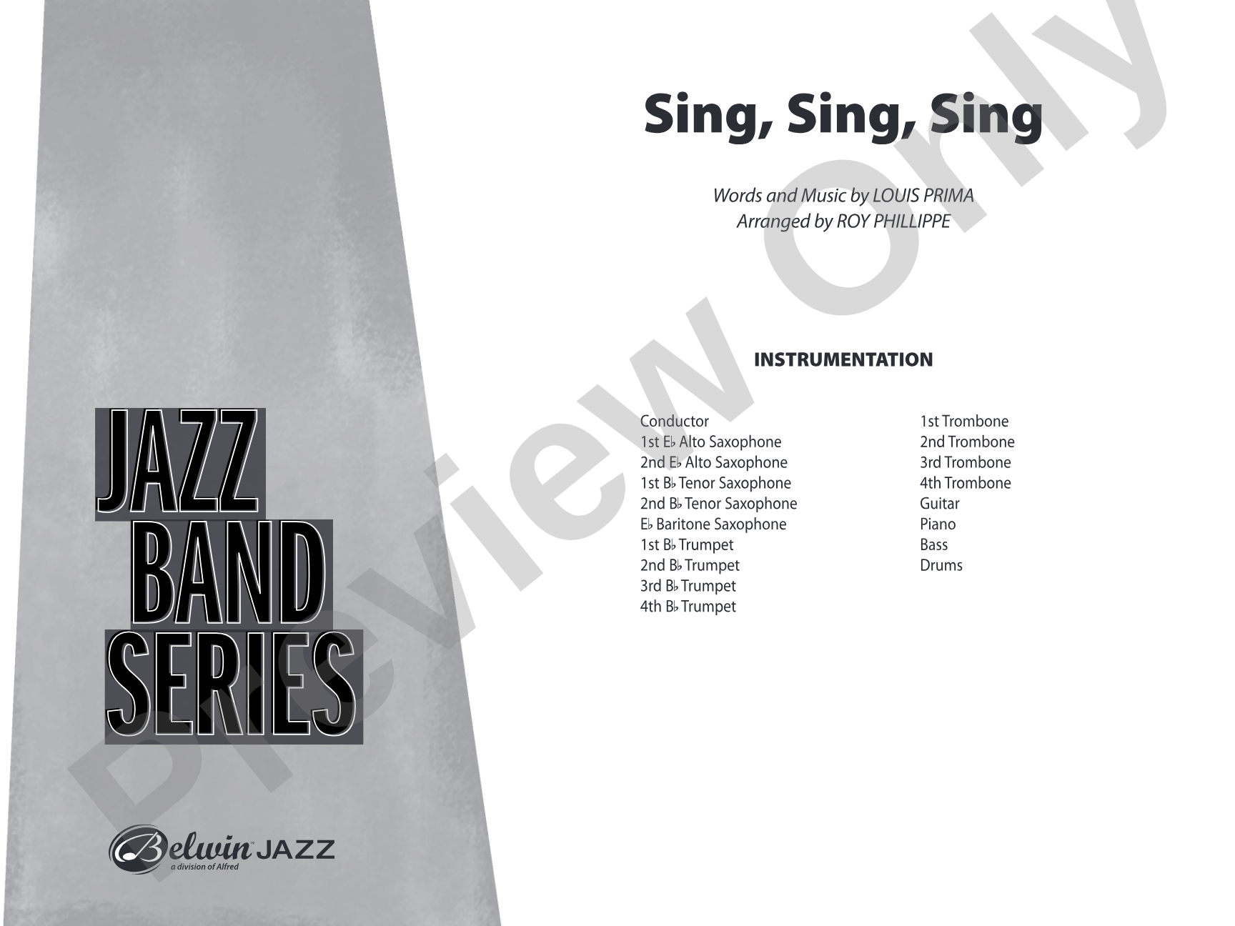 Sing, Sing, Sing: Jazz Ensemble Conductor Score & Parts