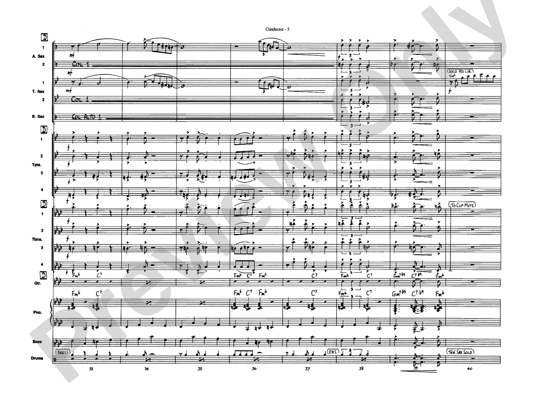 Sing, Sing, Sing: Jazz Ensemble Conductor Score & Parts