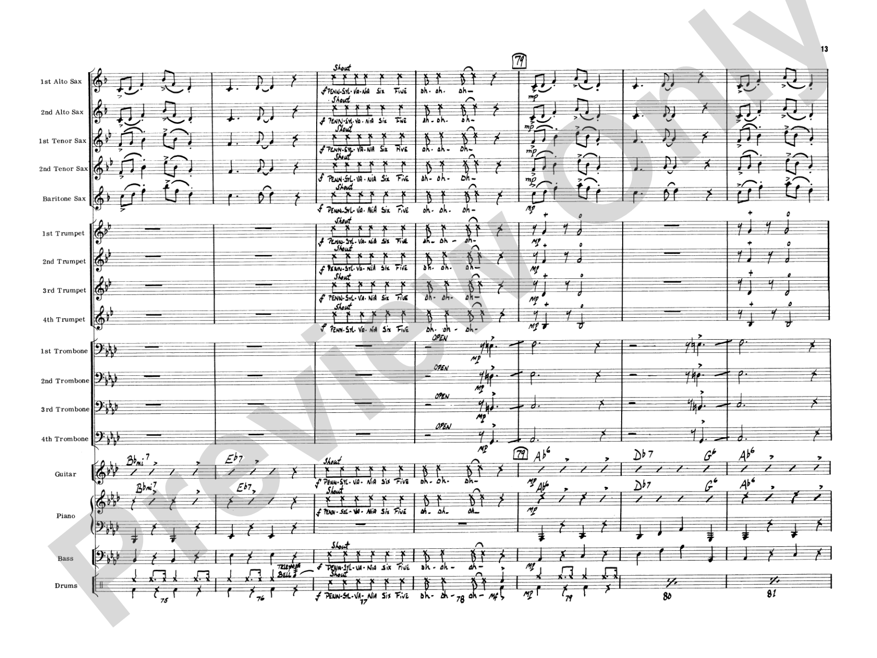 Pennsylvania 6-5000: Jazz Ensemble Conductor Score & Parts