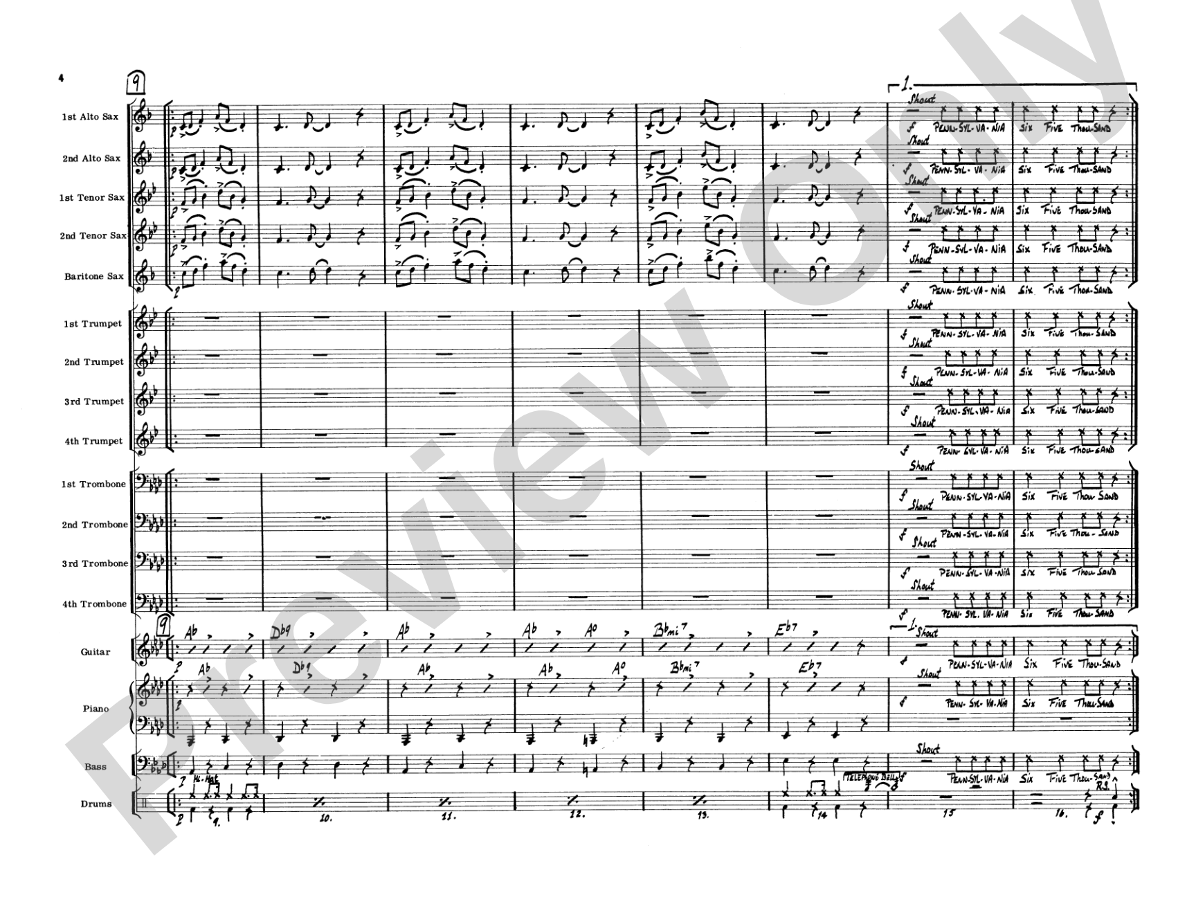 Pennsylvania 6-5000: Jazz Ensemble Conductor Score & Parts