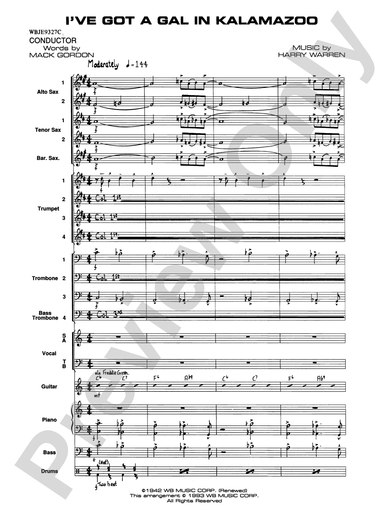 I've Got a Gal in Kalamazoo: Jazz Ensemble Conductor Score & Parts
