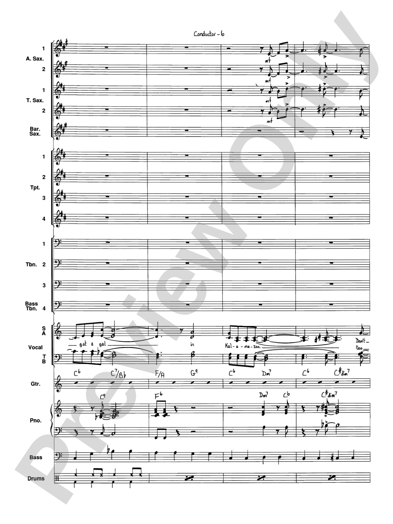 I've Got a Gal in Kalamazoo: Jazz Ensemble Conductor Score & Parts