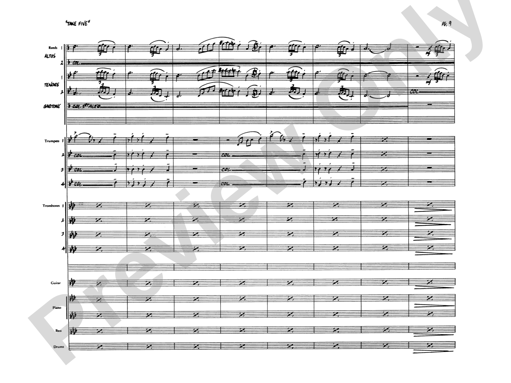 Take Five: Jazz Ensemble Conductor Score & Parts