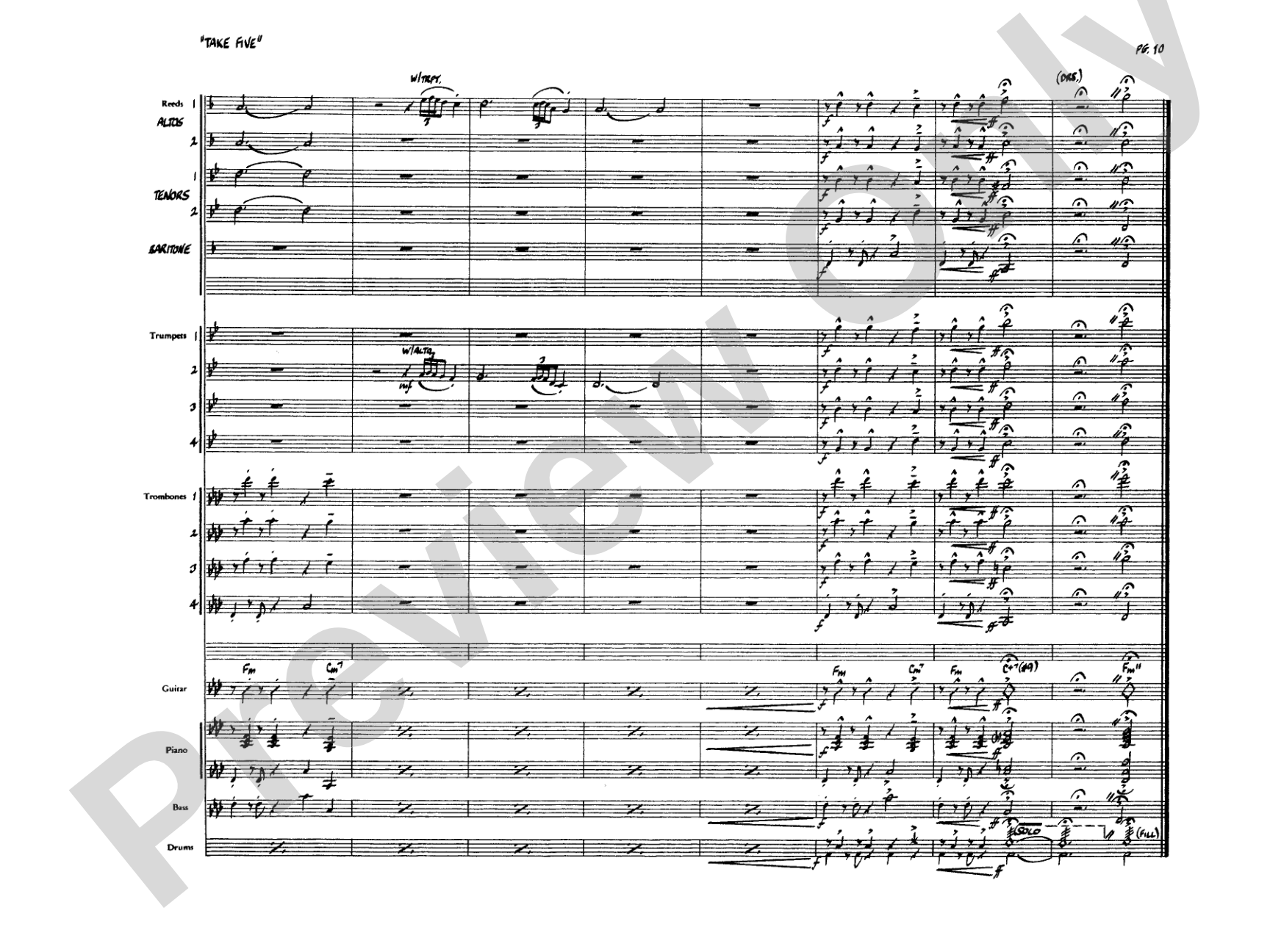 Take Five: Jazz Ensemble Conductor Score & Parts