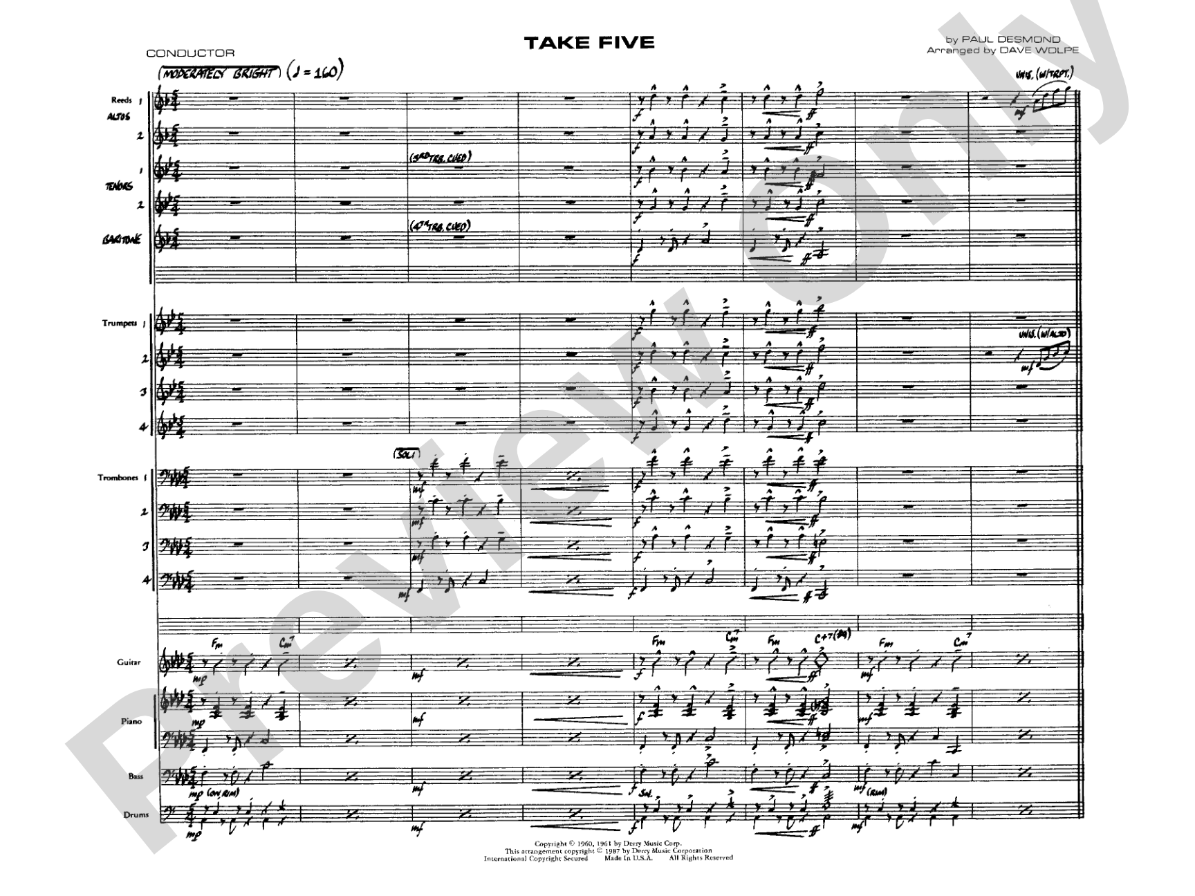 Take Five: Jazz Ensemble Conductor Score & Parts