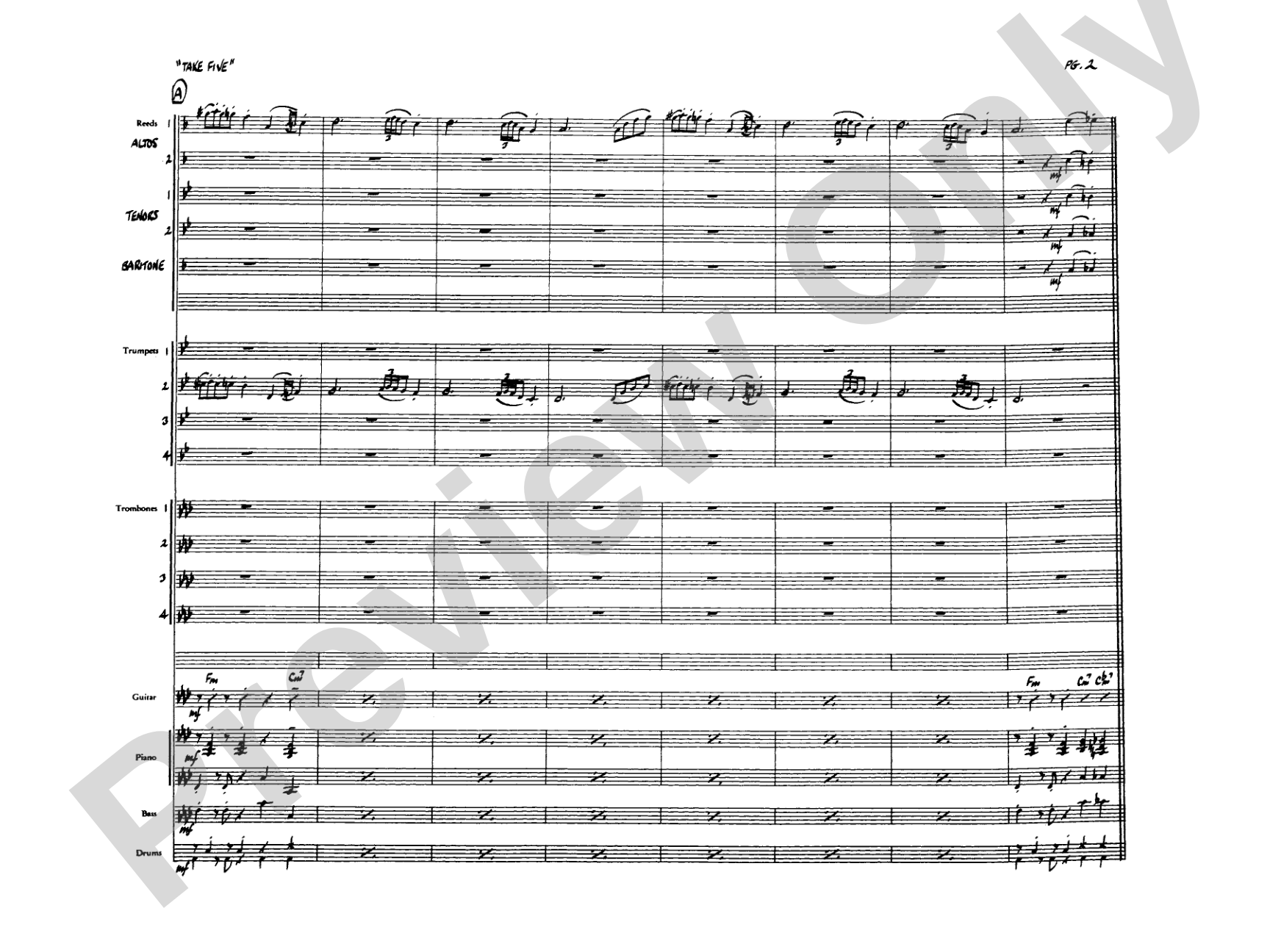 Take Five: Jazz Ensemble Conductor Score & Parts